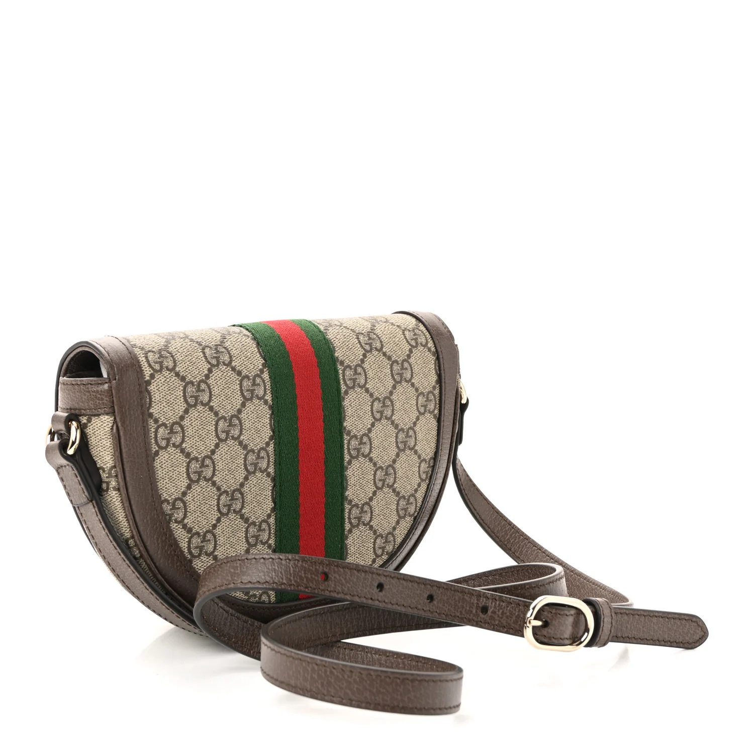 GG Supreme Monogram Textured Dollar Calfskin Web Mini Ophidia Flap Shoulder Bag Beige Ebony New Acero - Image 3