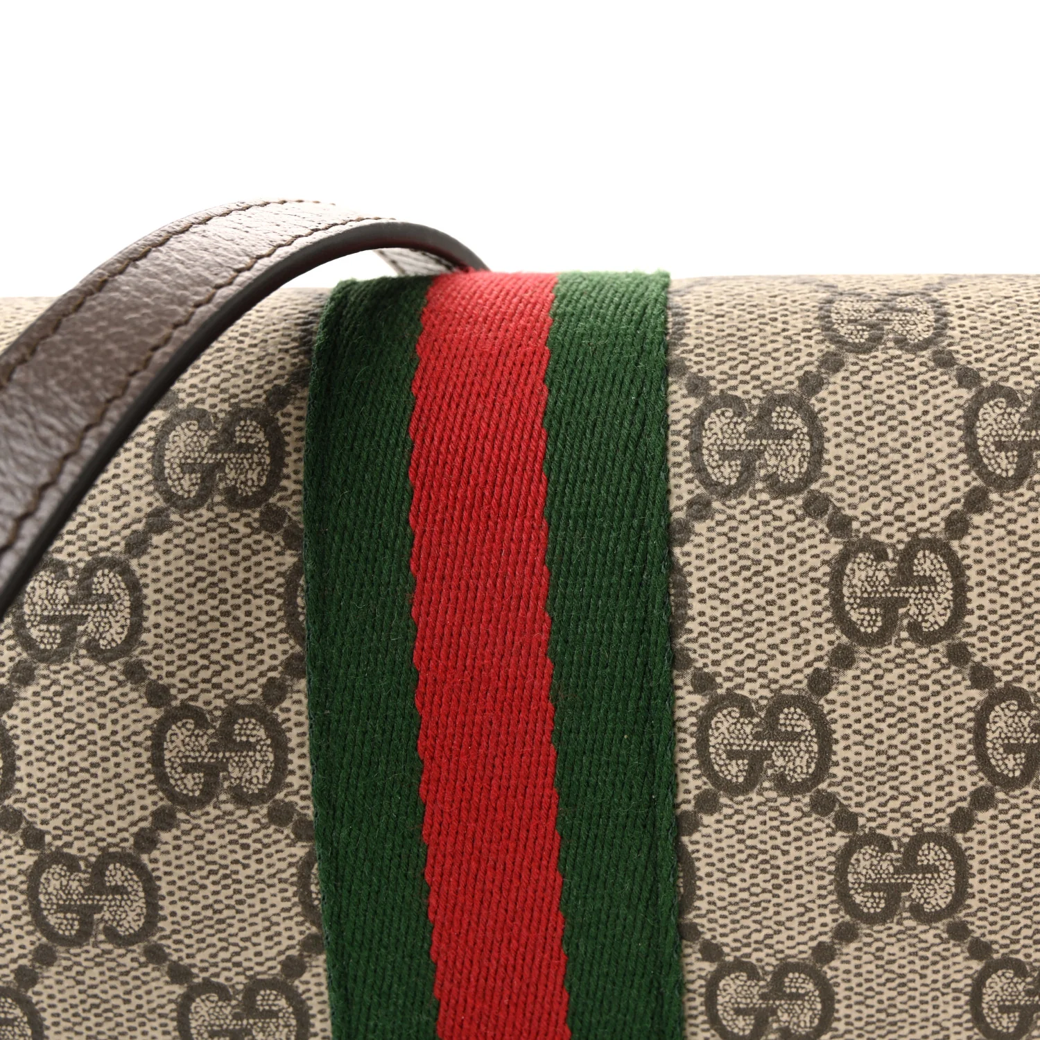 GG Supreme Monogram Textured Dollar Calfskin Web Mini Ophidia Flap Shoulder Bag Beige Ebony New Acero - Image 7