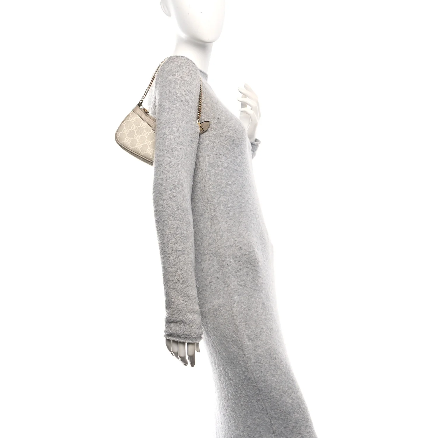 GG Supreme Monogram Textured Dollar Calfskin Web Mini Ophidia GG Handbag Beige Mystic White Oatmeal - Image 2