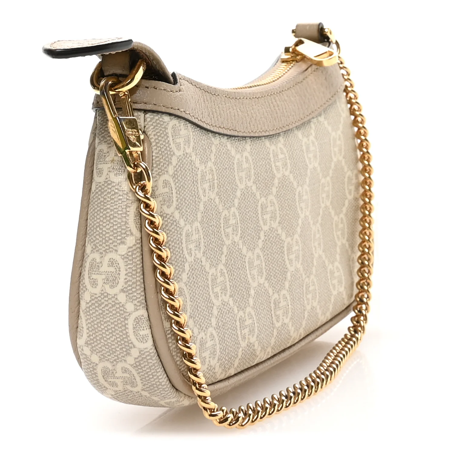 GG Supreme Monogram Textured Dollar Calfskin Web Mini Ophidia GG Handbag Beige Mystic White Oatmeal - Image 3