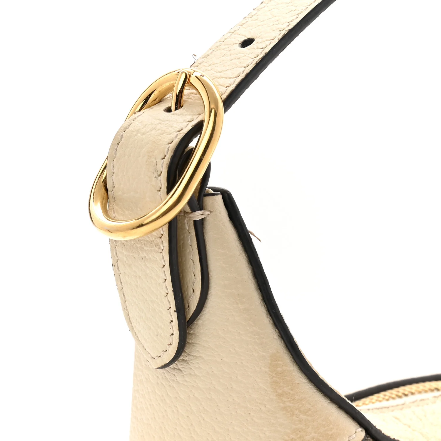 GG Supreme Monogram Textured Dollar Calfskin Web Mini Ophidia Half Moon Hobo Beige Ebony Mystic White - Image 11