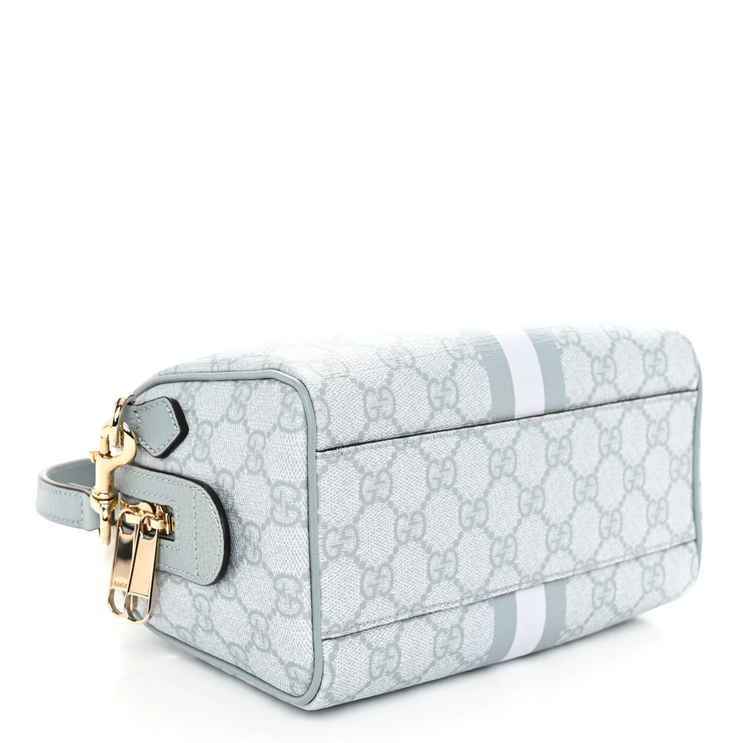 GG Supreme Monogram Textured Dollar Calfskin Web Mini Ophidia Top Handle Bag Dusty Blue - Image 4