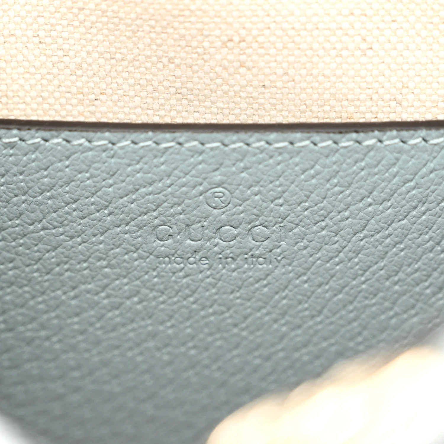 GG Supreme Monogram Textured Dollar Calfskin Web Mini Ophidia Top Handle Bag Dusty Blue - Image 6