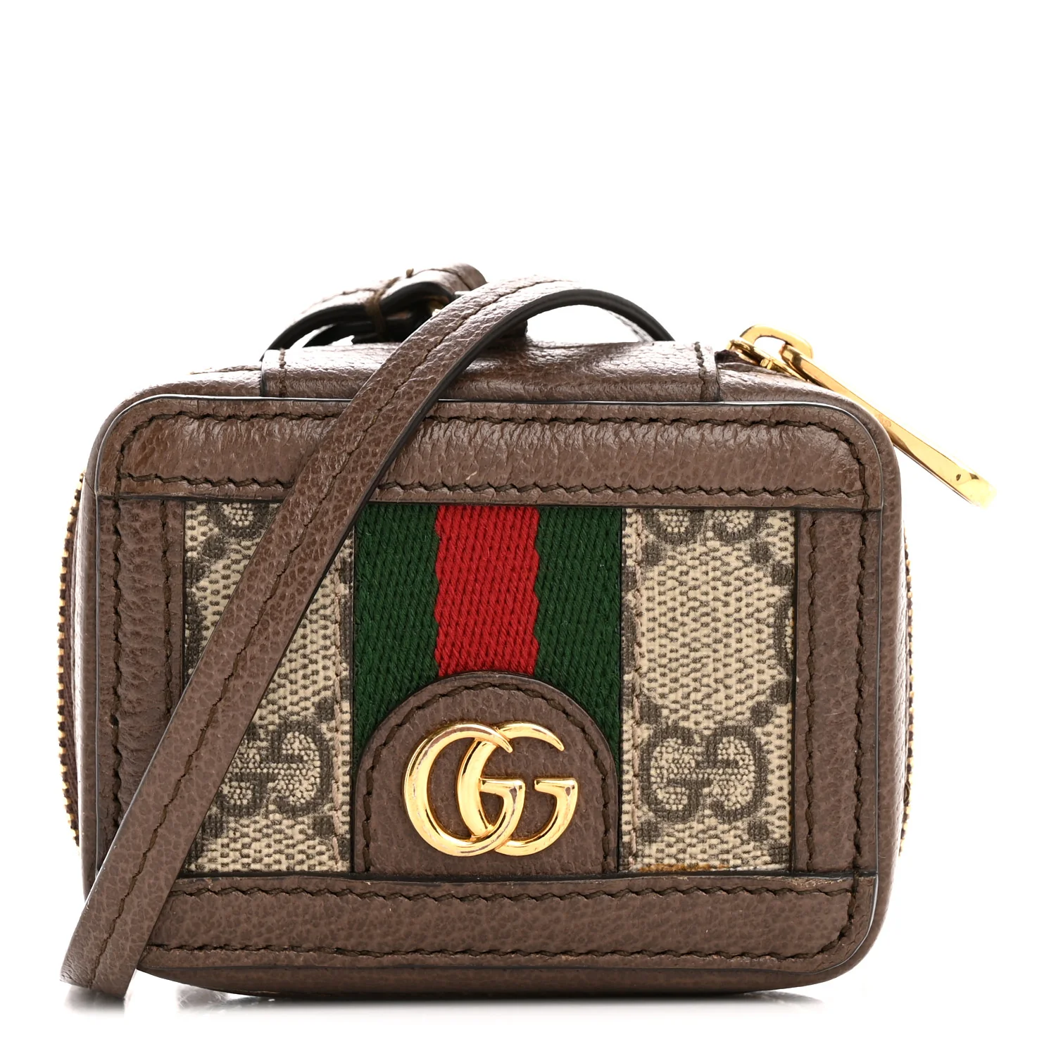 GG Supreme Monogram Textured Dollar Calfskin Web Ophidia AirPods Pro Case Beige Ebony New Acero
