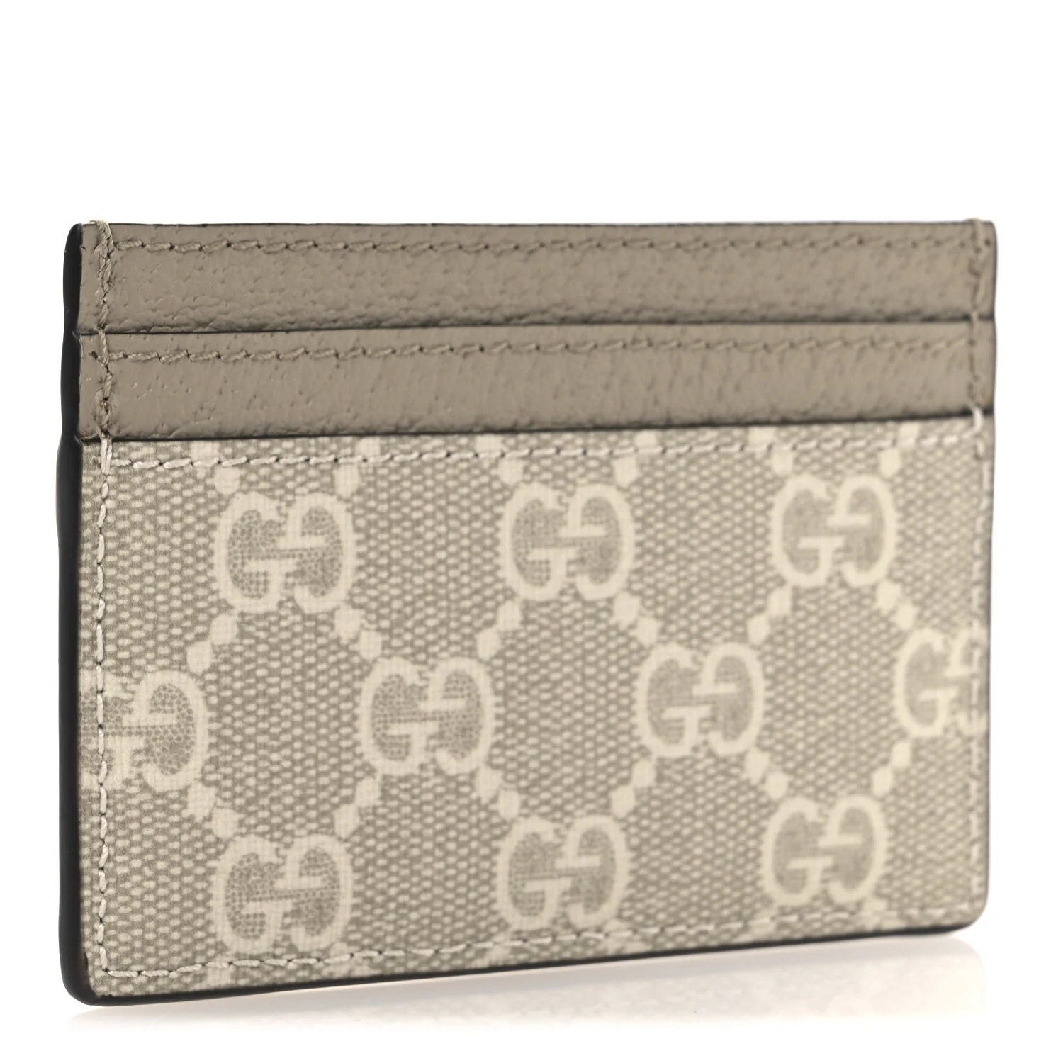 GG Supreme Monogram Textured Dollar Calfskin Web Ophidia Card Holder Beige Mystic White Oatmeal - Image 3