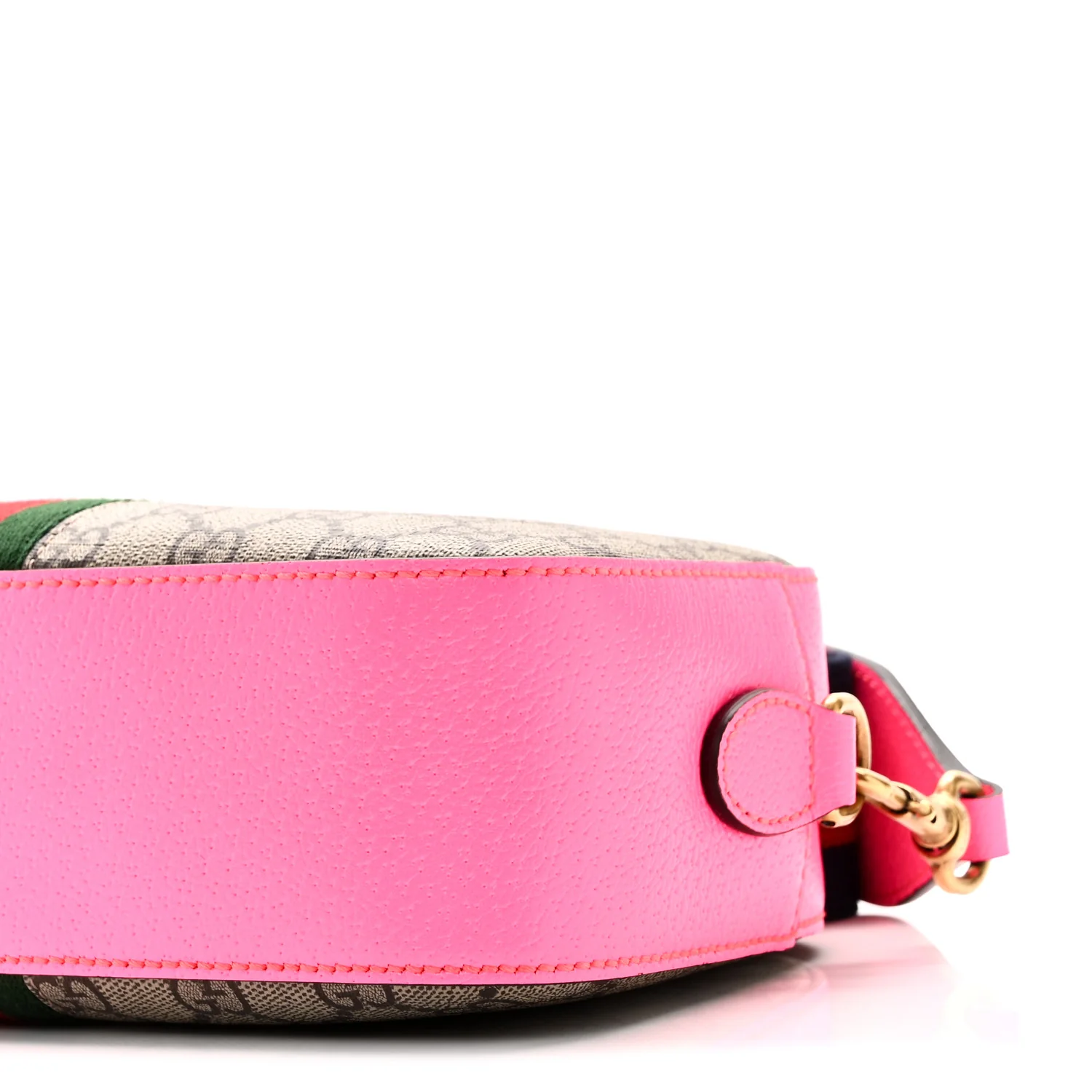 GG Supreme Monogram Textured Dollar Calfskin Web Ophidia Small Crossbody Bag Beige Ebony Fuchsia - Image 10