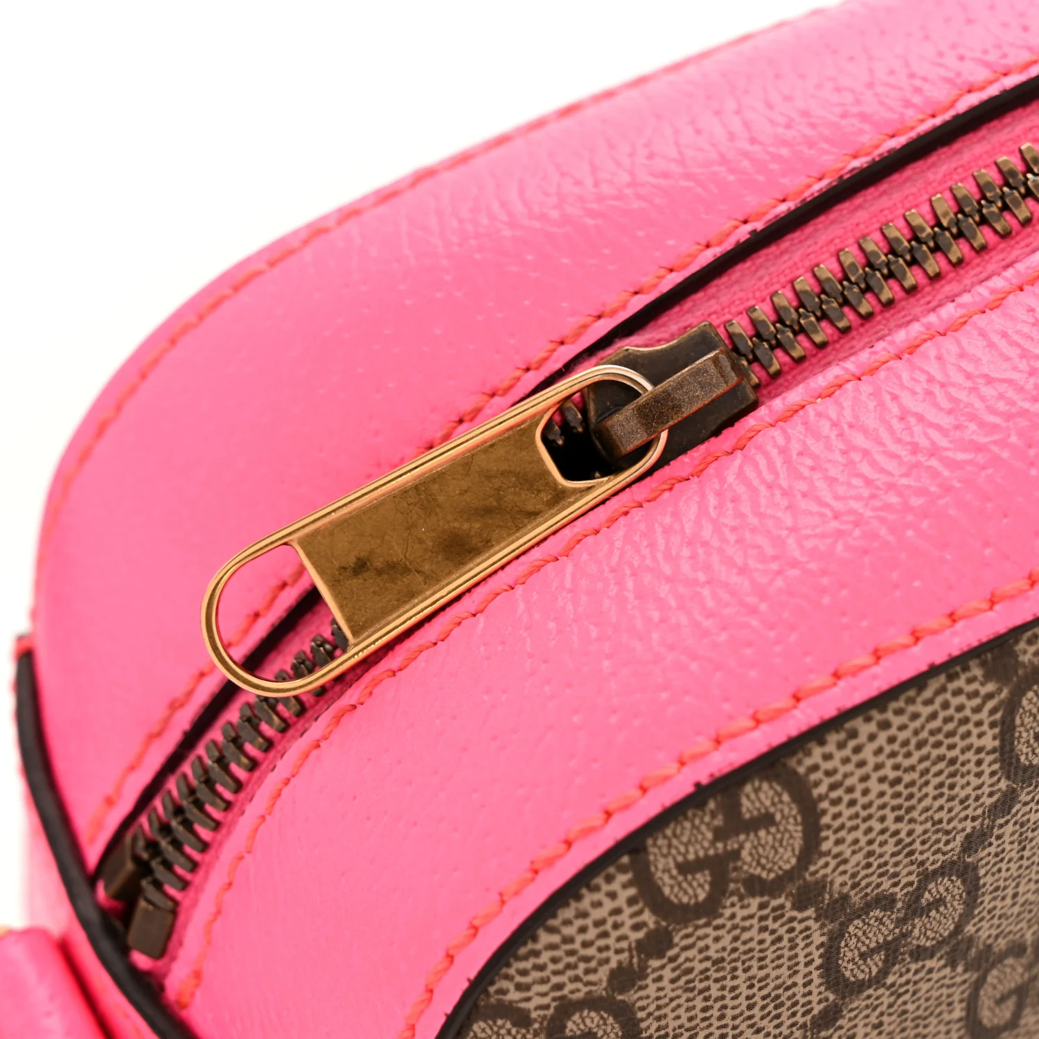 GG Supreme Monogram Textured Dollar Calfskin Web Ophidia Small Crossbody Bag Beige Ebony Fuchsia - Image 11
