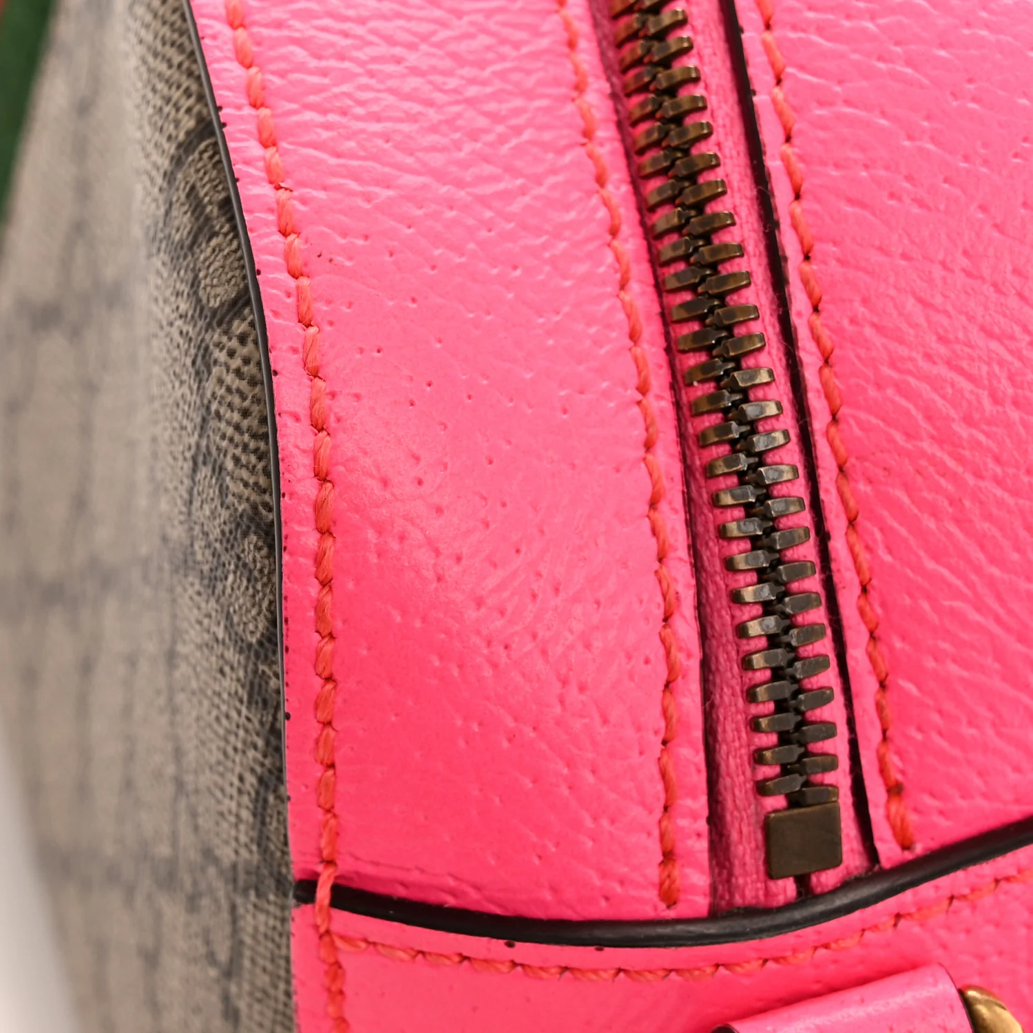 GG Supreme Monogram Textured Dollar Calfskin Web Ophidia Small Crossbody Bag Beige Ebony Fuchsia - Image 13