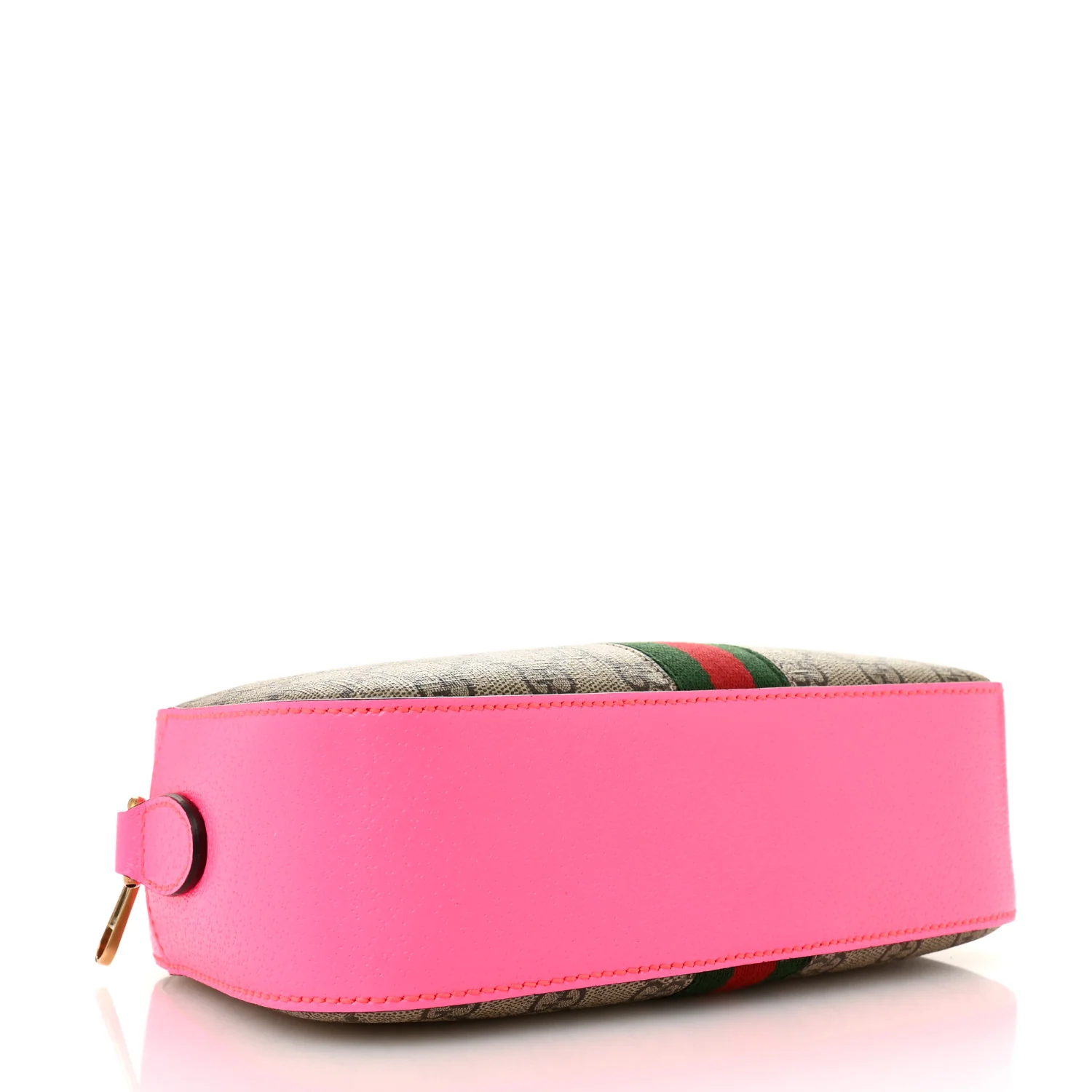 GG Supreme Monogram Textured Dollar Calfskin Web Ophidia Small Crossbody Bag Beige Ebony Fuchsia - Image 4