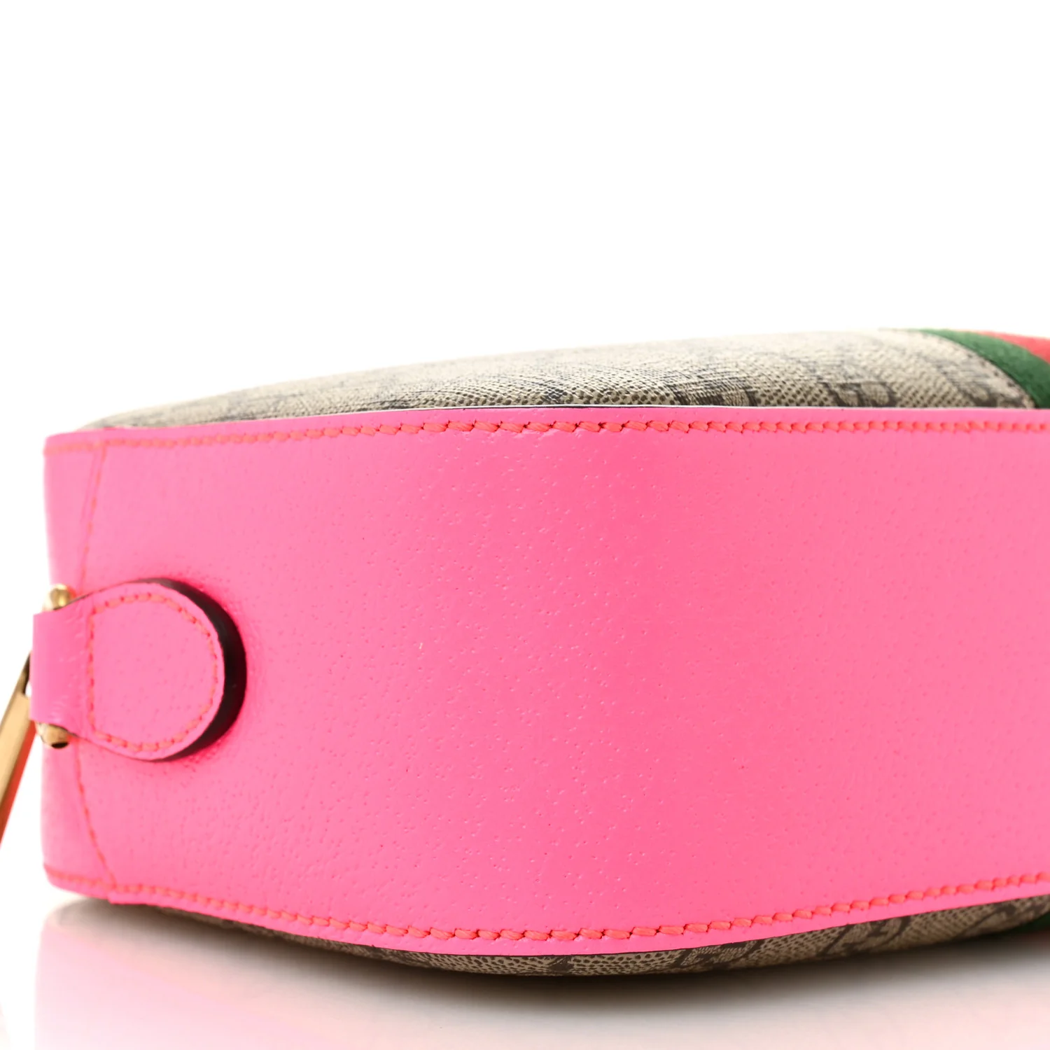 GG Supreme Monogram Textured Dollar Calfskin Web Ophidia Small Crossbody Bag Beige Ebony Fuchsia - Image 9