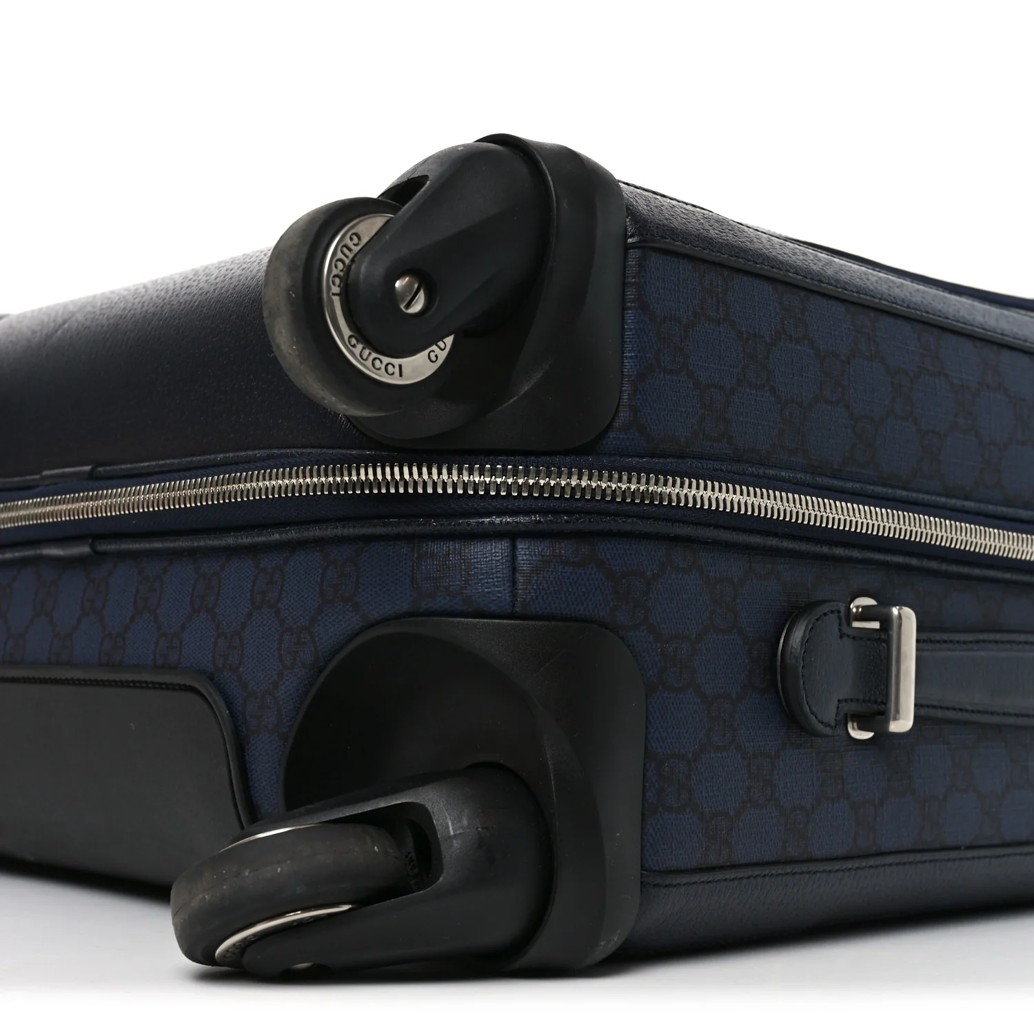 GG Supreme Monogram Textured Dollar Calfskin Web Ophidia Small Savoy Cabin Trolley Black Blue - Image 10
