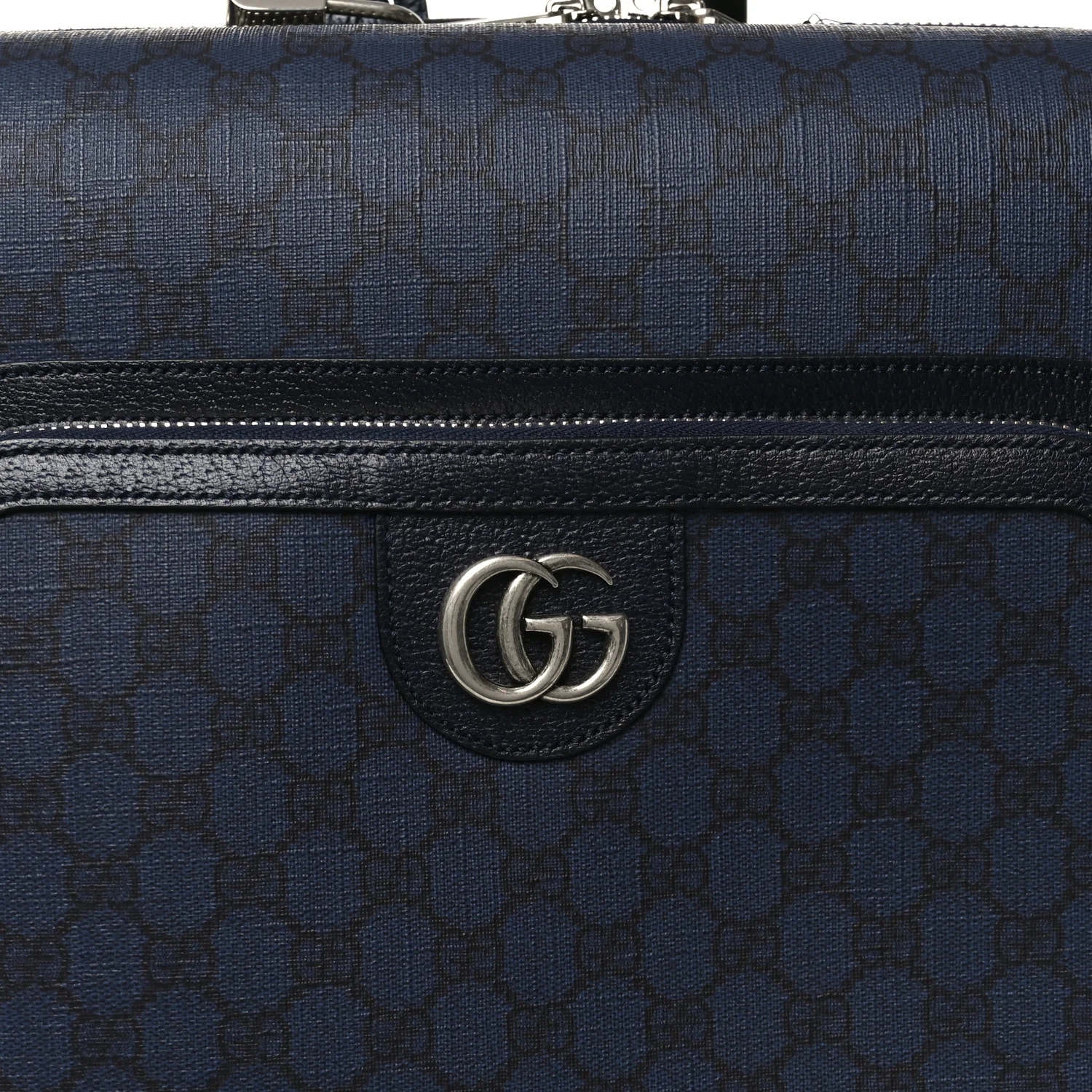 GG Supreme Monogram Textured Dollar Calfskin Web Ophidia Small Savoy Cabin Trolley Black Blue - Image 8