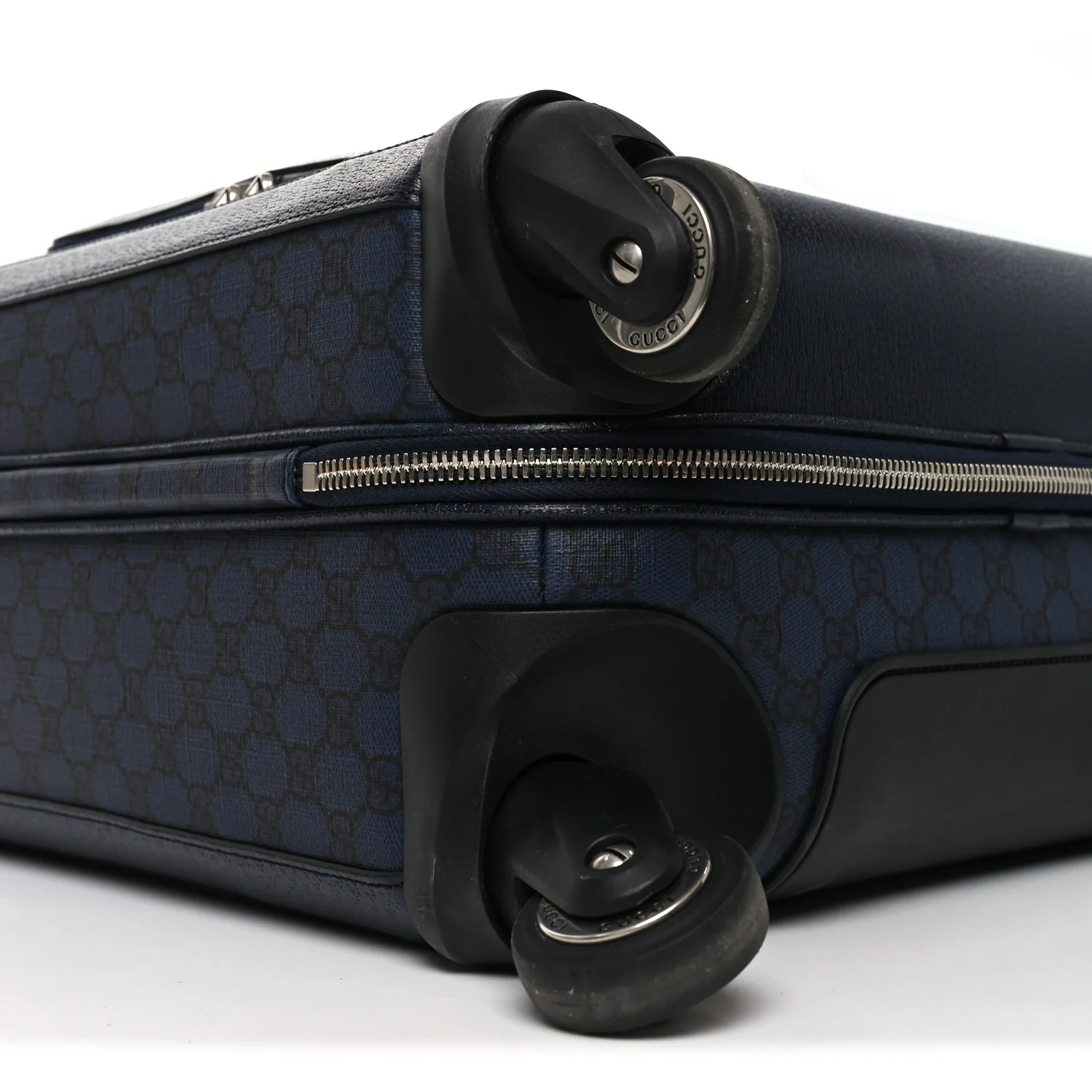 GG Supreme Monogram Textured Dollar Calfskin Web Ophidia Small Savoy Cabin Trolley Black Blue - Image 9