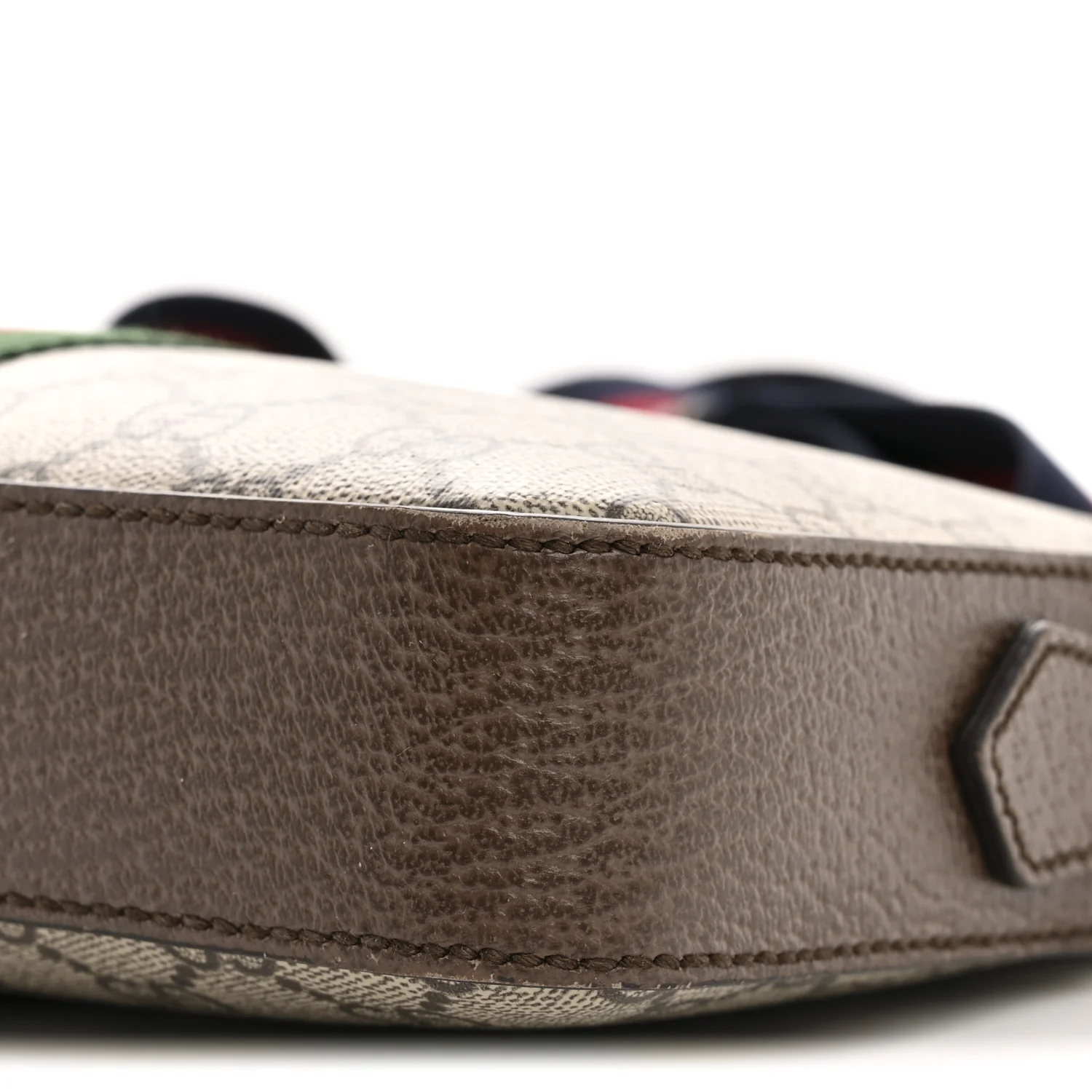 GG Supreme Monogram Textured Dollar Calfskin Web Ophidia Wristlet Shoulder Bag Beige Ebony New Acero - Image 10