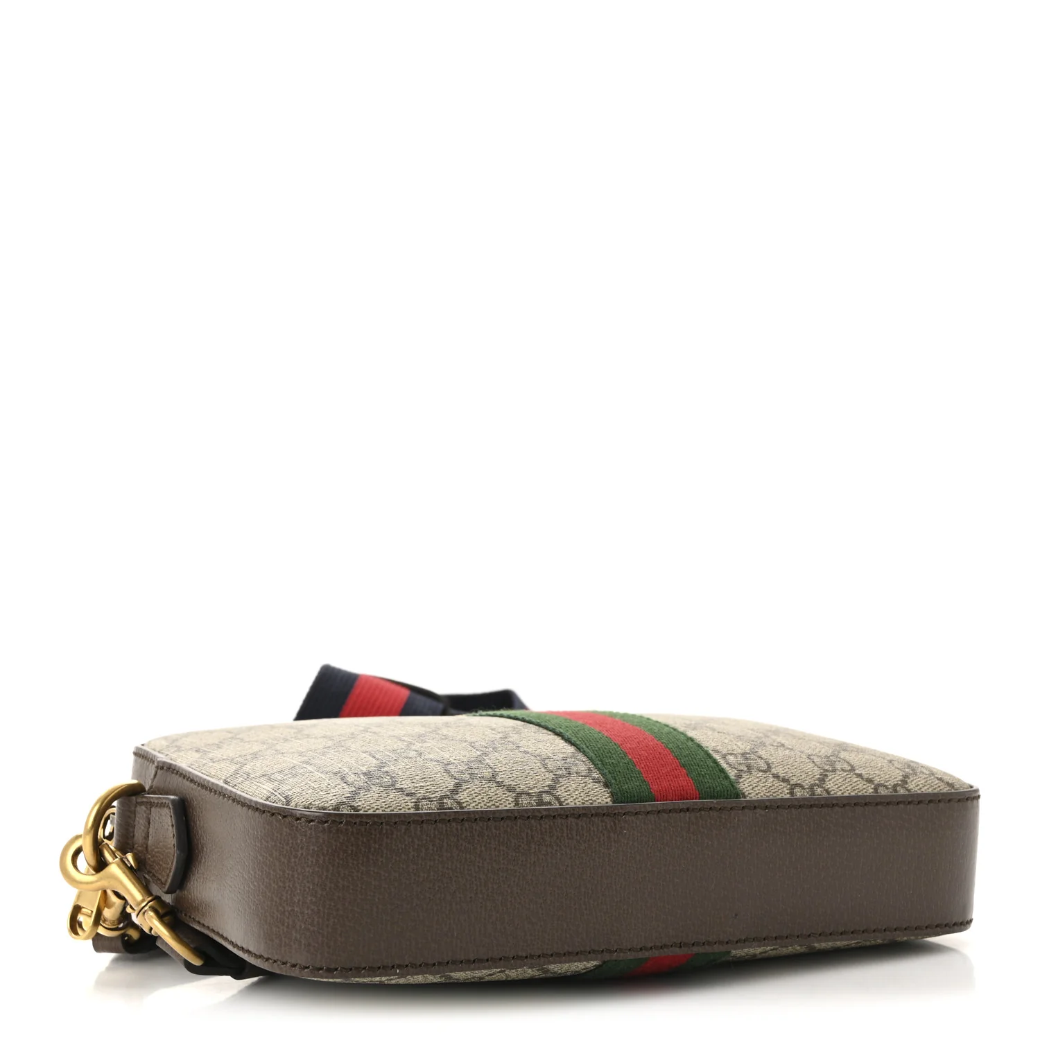 GG Supreme Monogram Textured Dollar Calfskin Web Ophidia Wristlet Shoulder Bag Beige Ebony New Acero - Image 4
