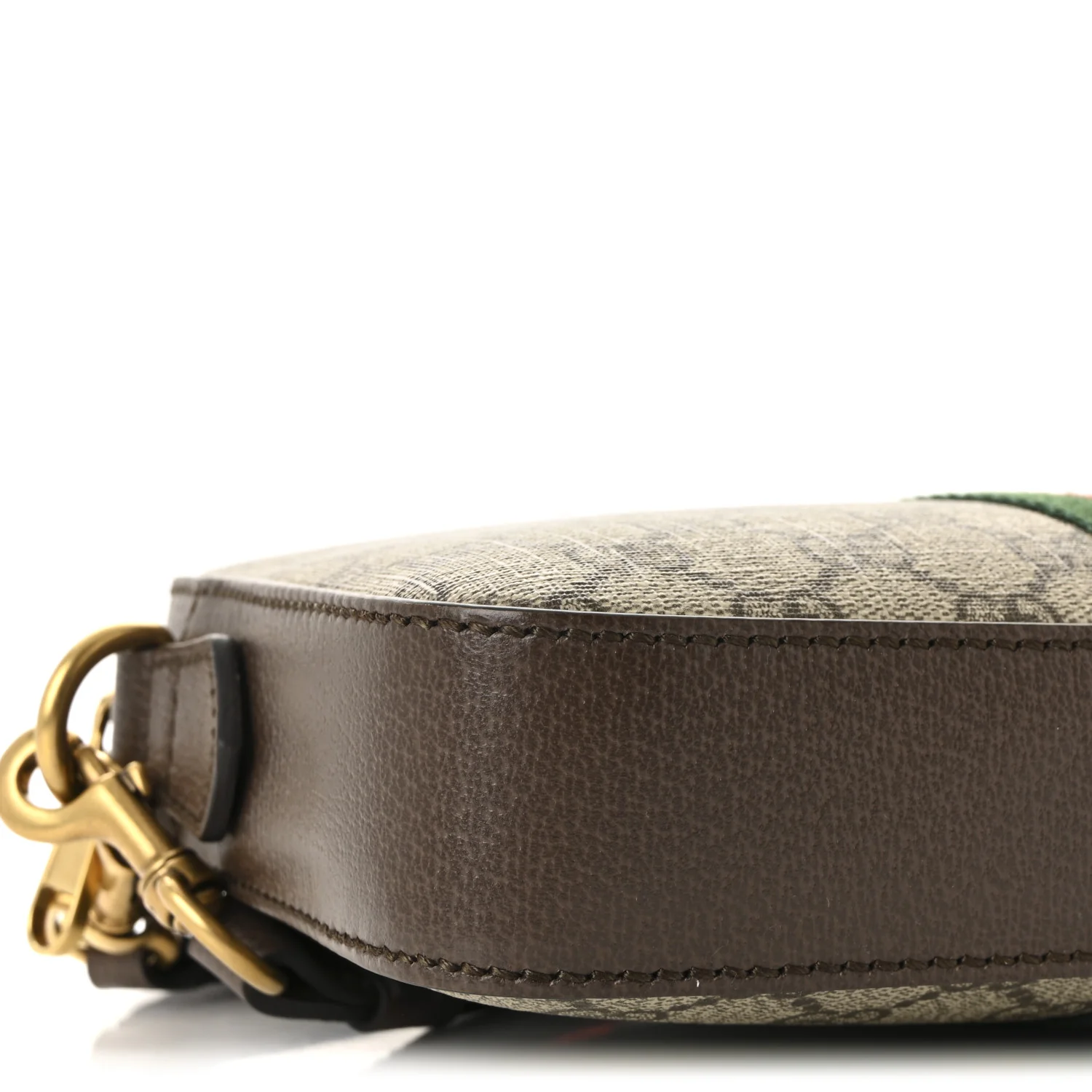 GG Supreme Monogram Textured Dollar Calfskin Web Ophidia Wristlet Shoulder Bag Beige Ebony New Acero - Image 9