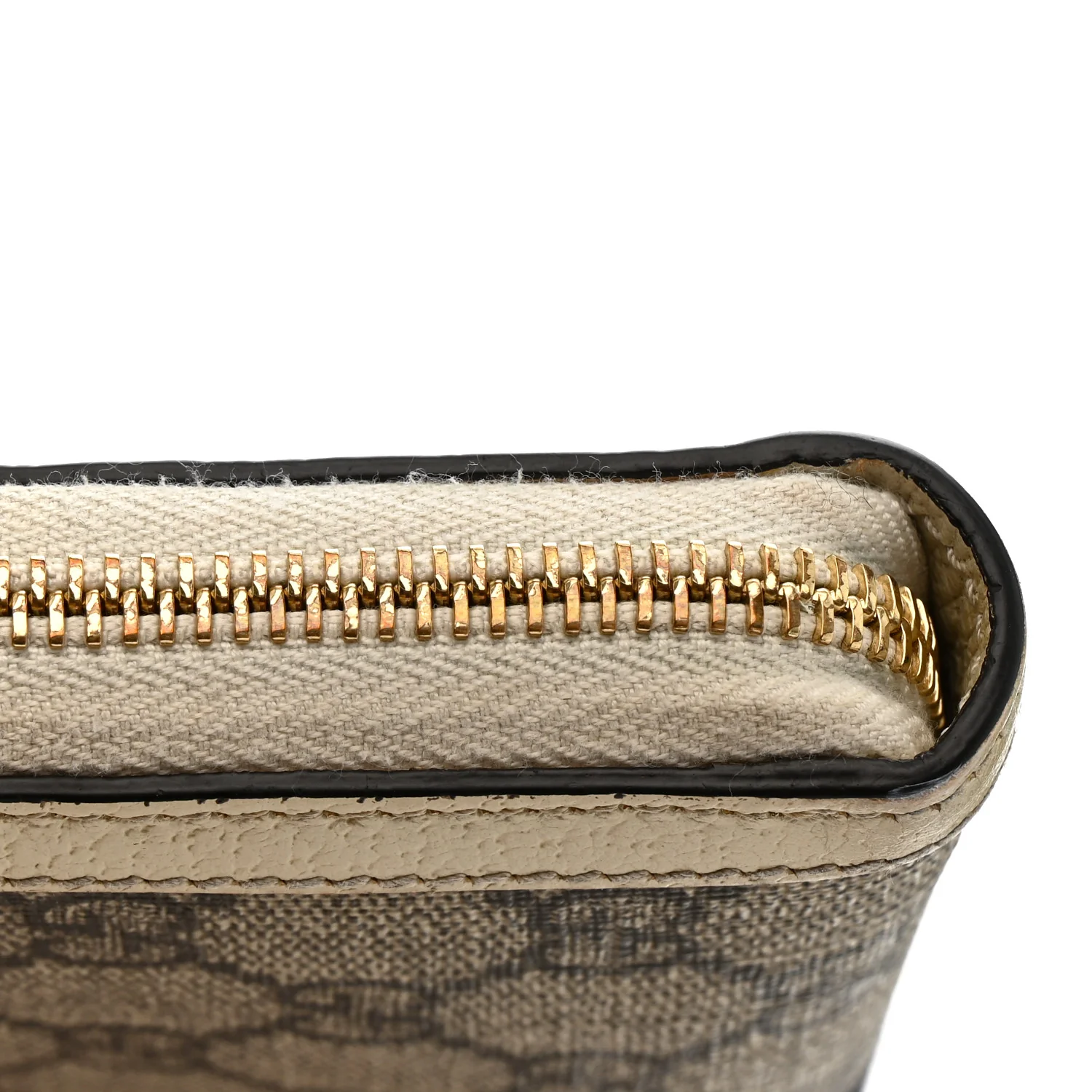 GG Supreme Monogram Textured Dollar Calfskin Web Ophidia Zip Around Wallet Beige Ebony Mystic White - Image 12