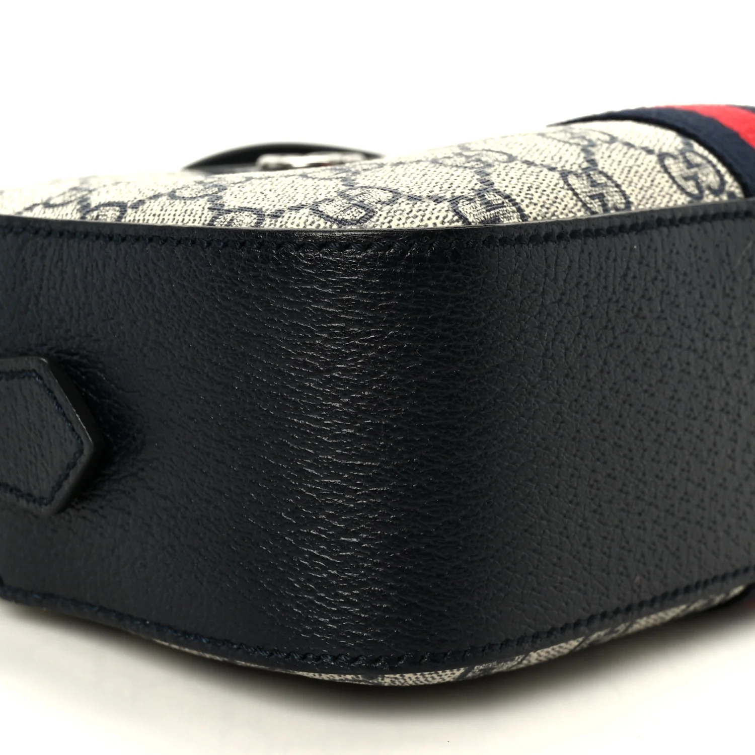 GG Supreme Monogram Textured Dollar Calfskin Web Small Ophidia Camera Bag Beige Blue - Image 9