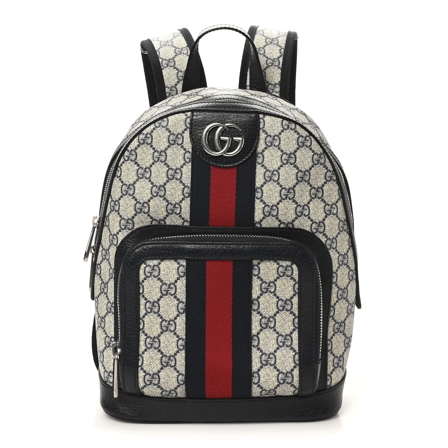 GG Supreme Monogram Textured Dollar Calfskin Web Small Ophidia Day Backpack Beige Blue Black