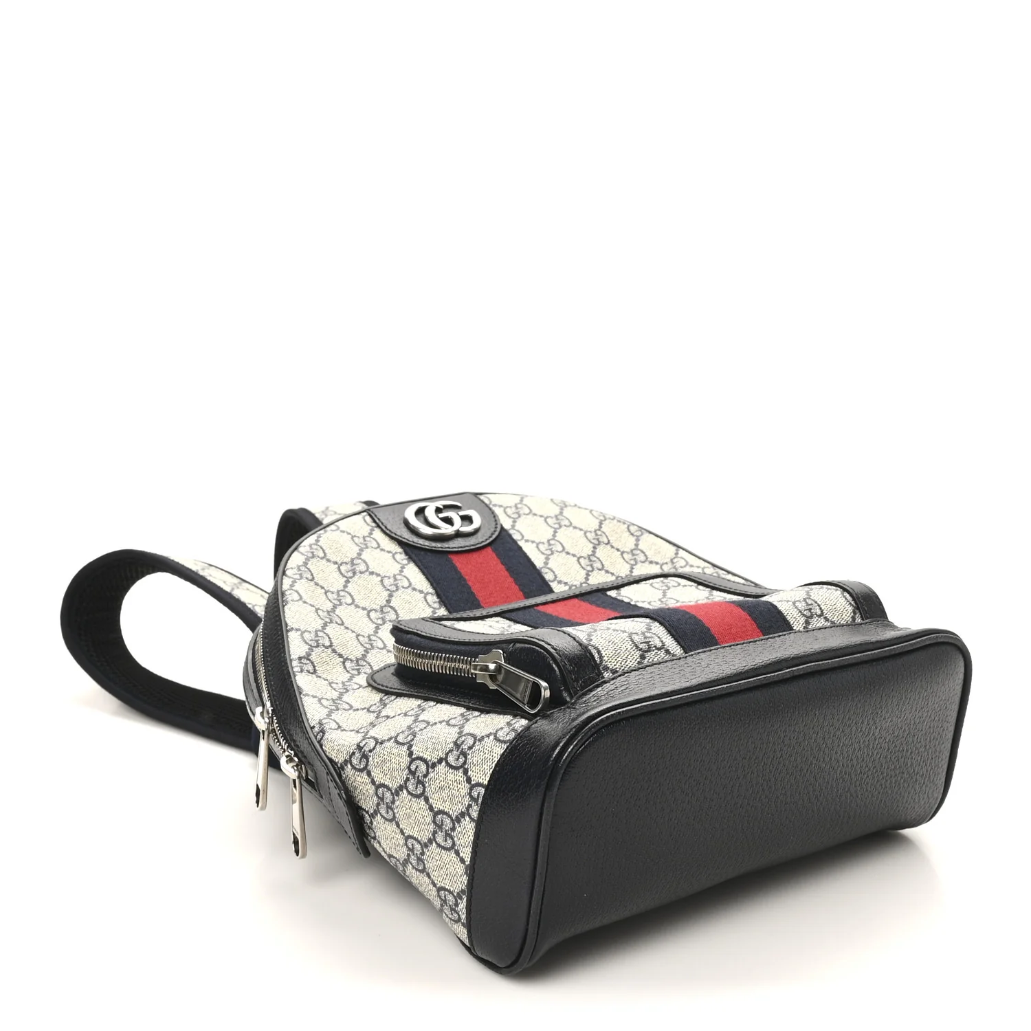 GG Supreme Monogram Textured Dollar Calfskin Web Small Ophidia Day Backpack Beige Blue Black - Image 4
