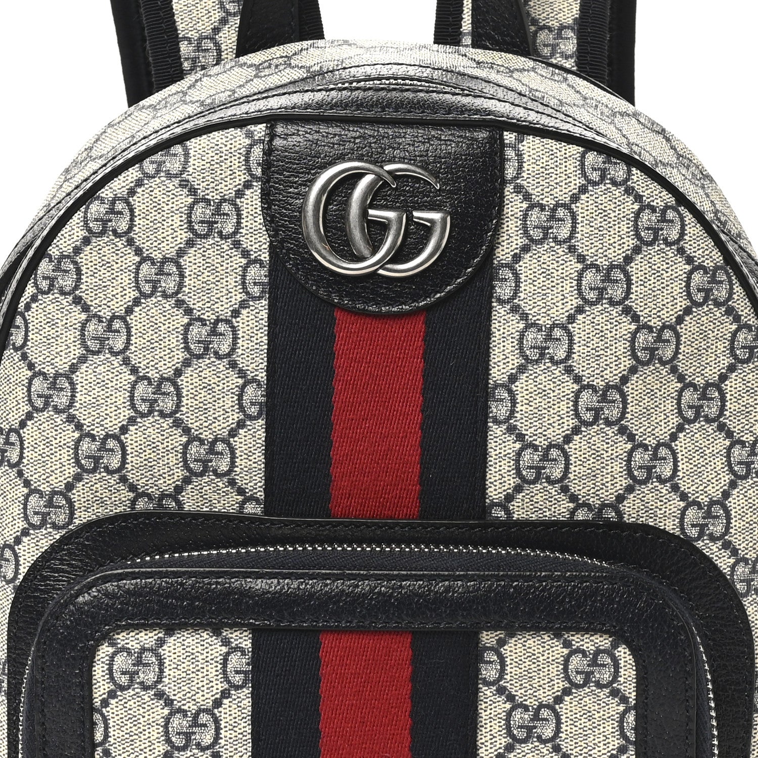 GG Supreme Monogram Textured Dollar Calfskin Web Small Ophidia Day Backpack Beige Blue Black - Image 8