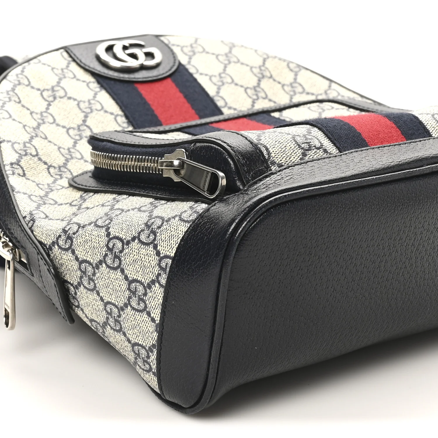 GG Supreme Monogram Textured Dollar Calfskin Web Small Ophidia Day Backpack Beige Blue Black - Image 9