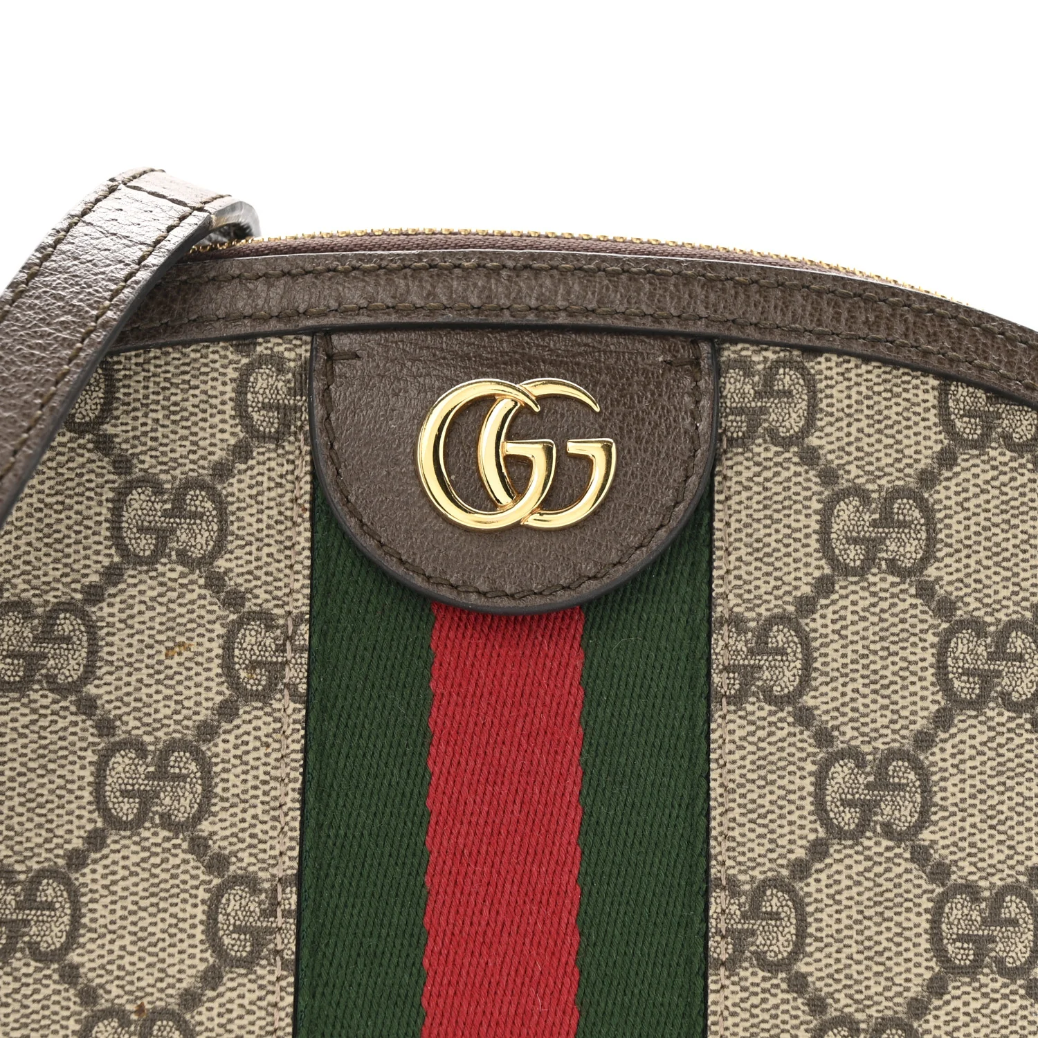 GG Supreme Monogram Textured Dollar Calfskin Web Small Ophidia Dome Shoulder Bag Beige Ebony New Acero - Image 8