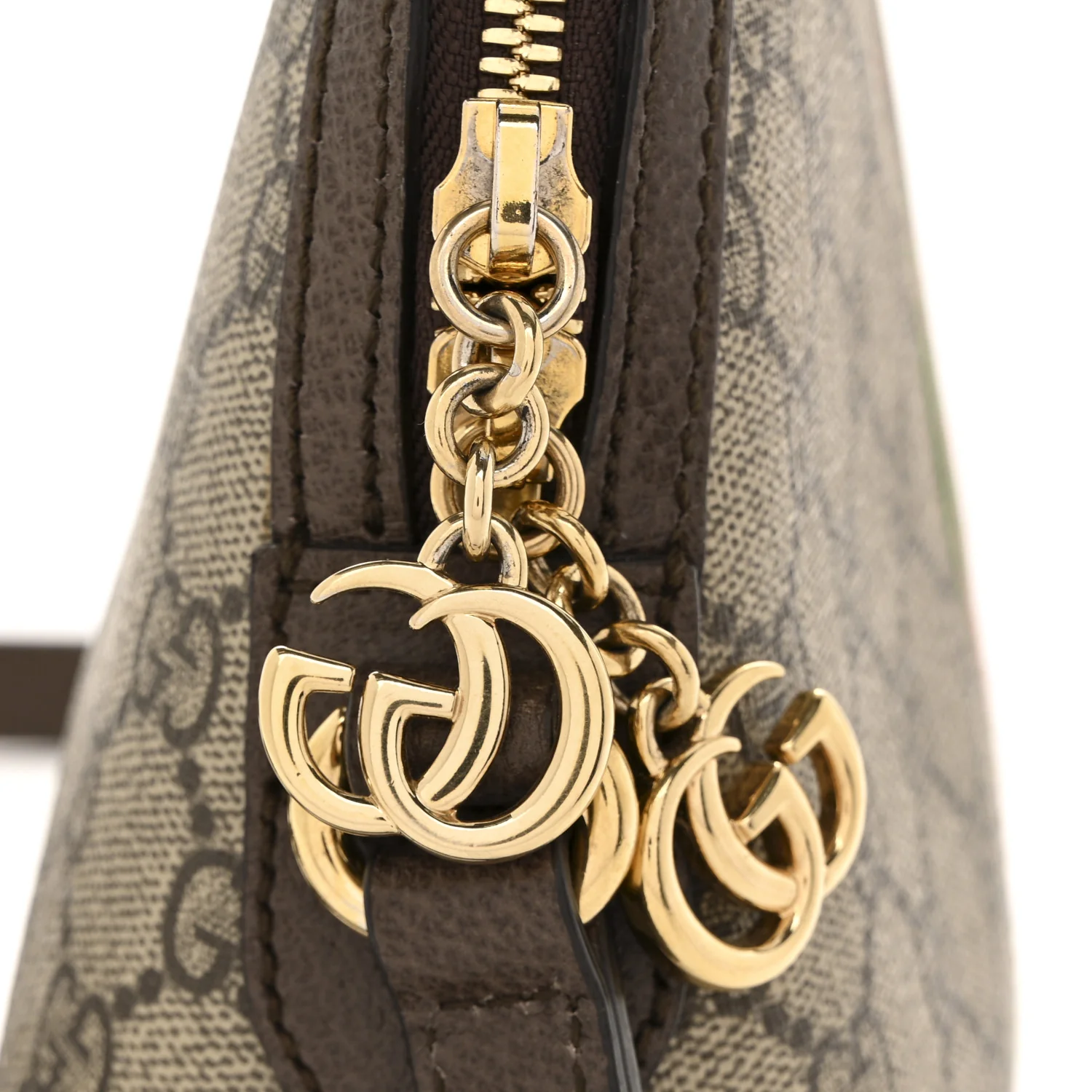GG Supreme Monogram Textured Dollar Calfskin Web Small Ophidia Dome Shoulder Bag Beige Ebony New Acero - Image 12