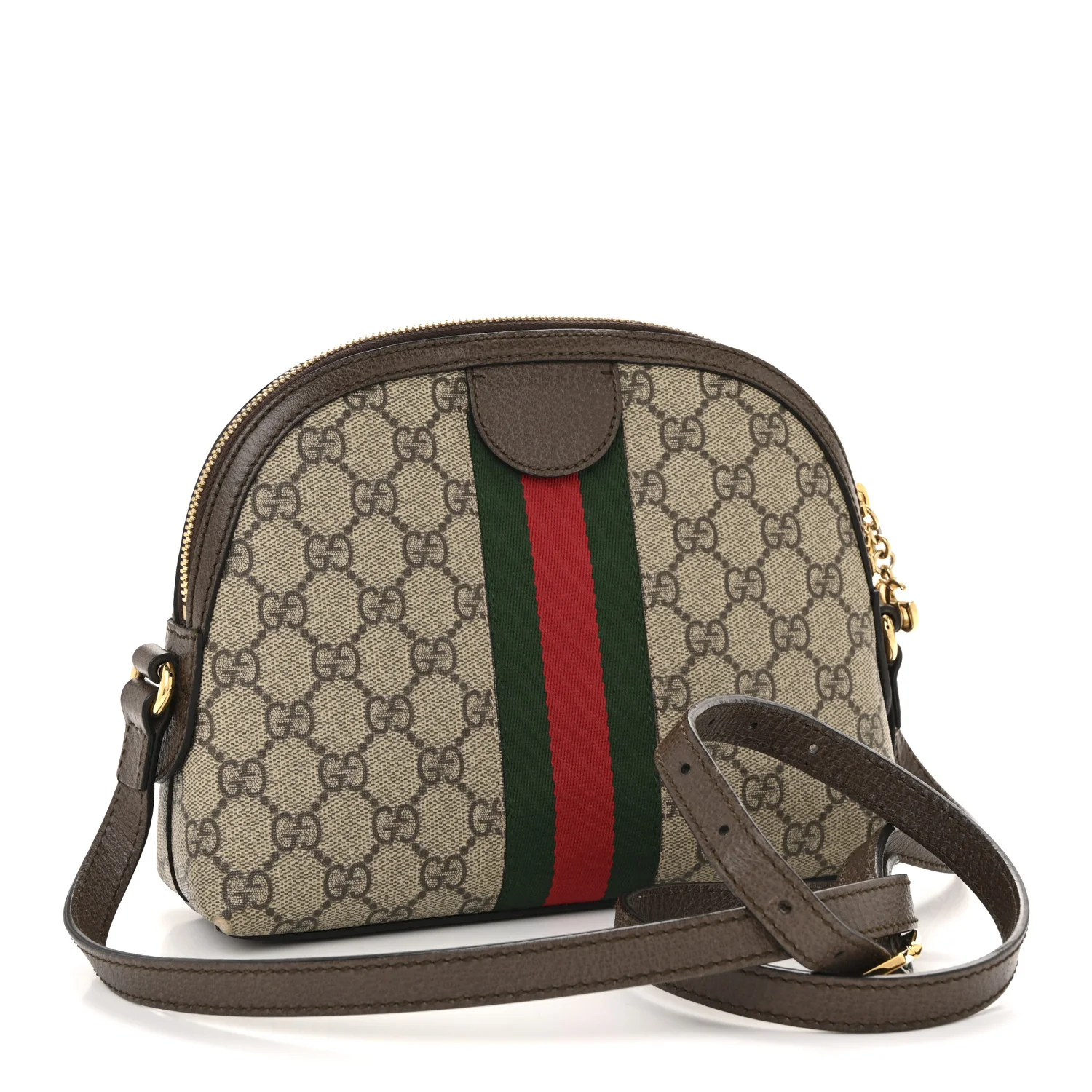 GG Supreme Monogram Textured Dollar Calfskin Web Small Ophidia Dome Shoulder Bag Beige Ebony New Acero - Image 3