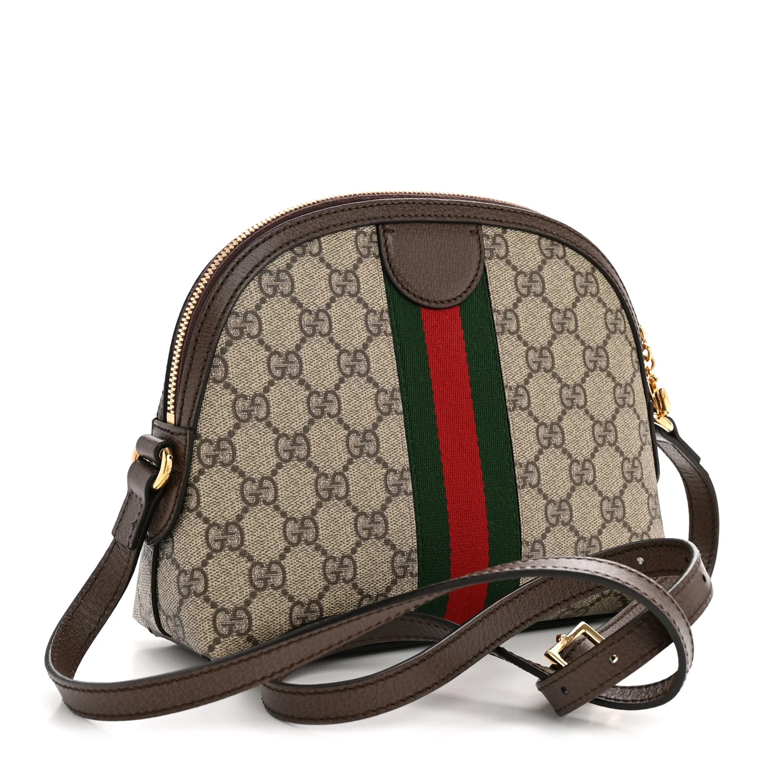 GG Supreme Monogram Textured Dollar Calfskin Web Small Ophidia Dome Shoulder Bag Beige Ebony New Acero - Image 3