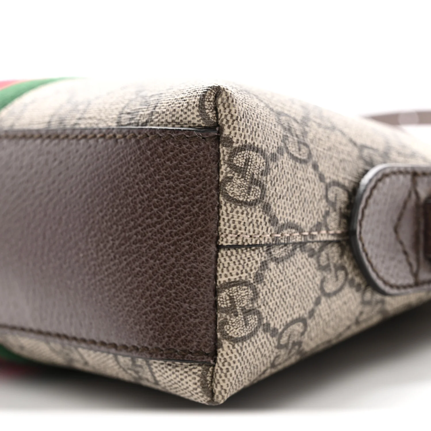 GG Supreme Monogram Textured Dollar Calfskin Web Small Ophidia Dome Shoulder Bag Beige Ebony New Acero - Image 11