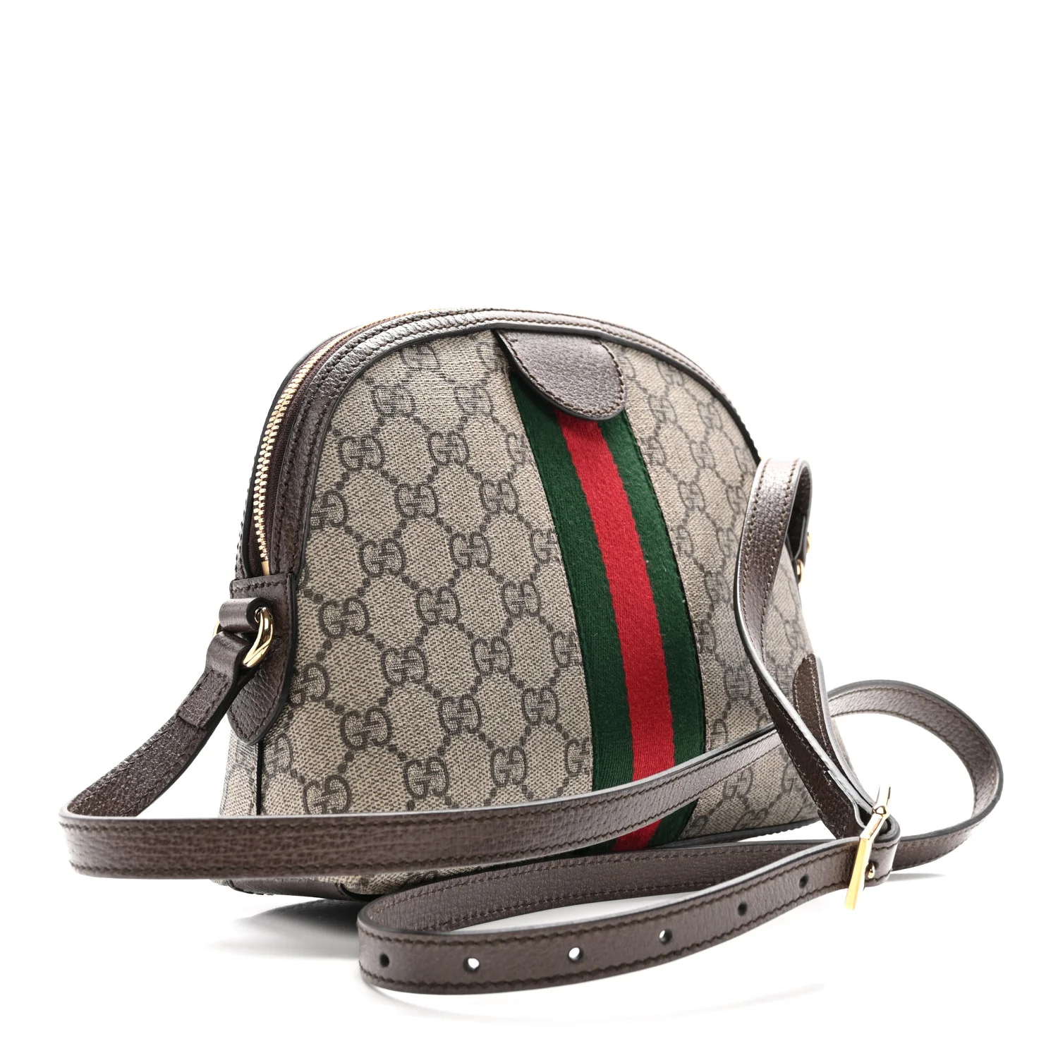GG Supreme Monogram Textured Dollar Calfskin Web Small Ophidia Dome Shoulder Bag Beige Ebony New Acero - Image 4