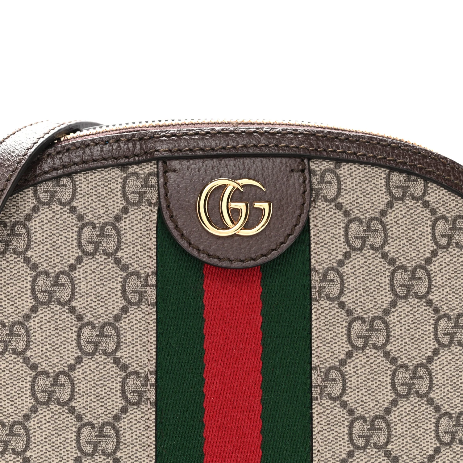 GG Supreme Monogram Textured Dollar Calfskin Web Small Ophidia Dome Shoulder Bag Beige Ebony New Acero - Image 9