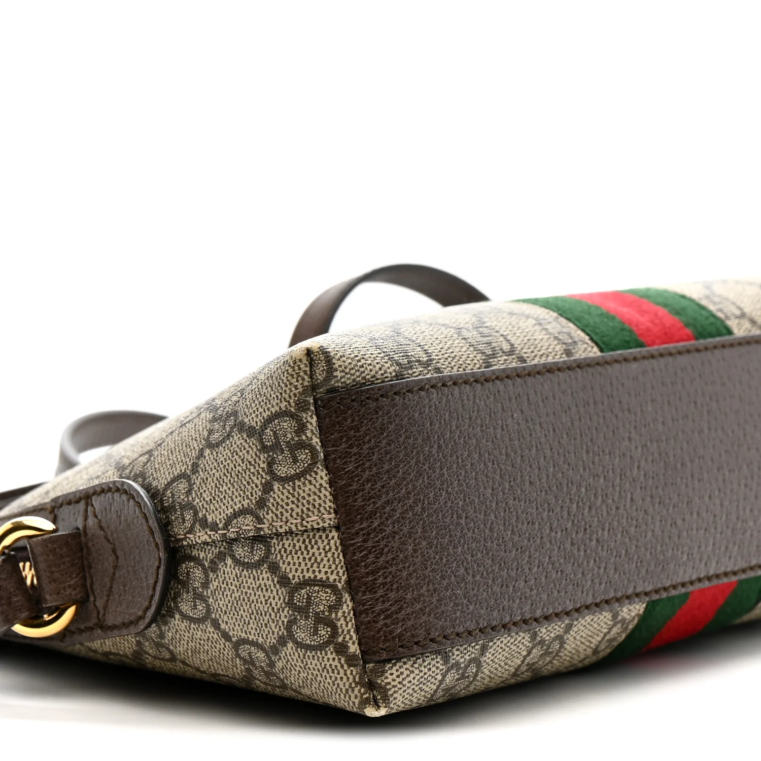 GG Supreme Monogram Textured Dollar Calfskin Web Small Ophidia Dome Shoulder Bag Beige Ebony New Acero - Image 4