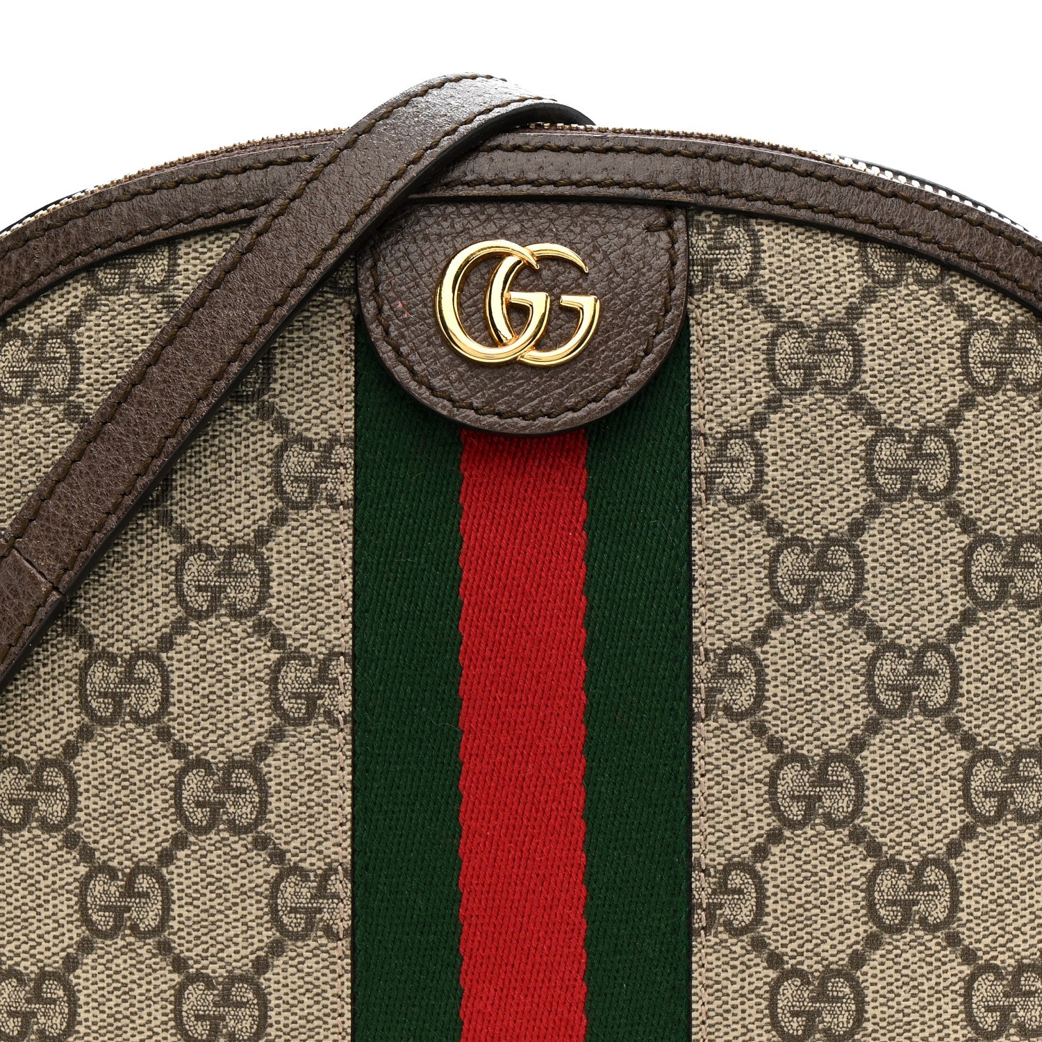 GG Supreme Monogram Textured Dollar Calfskin Web Small Ophidia Dome Shoulder Bag Beige Ebony New Acero - Image 8