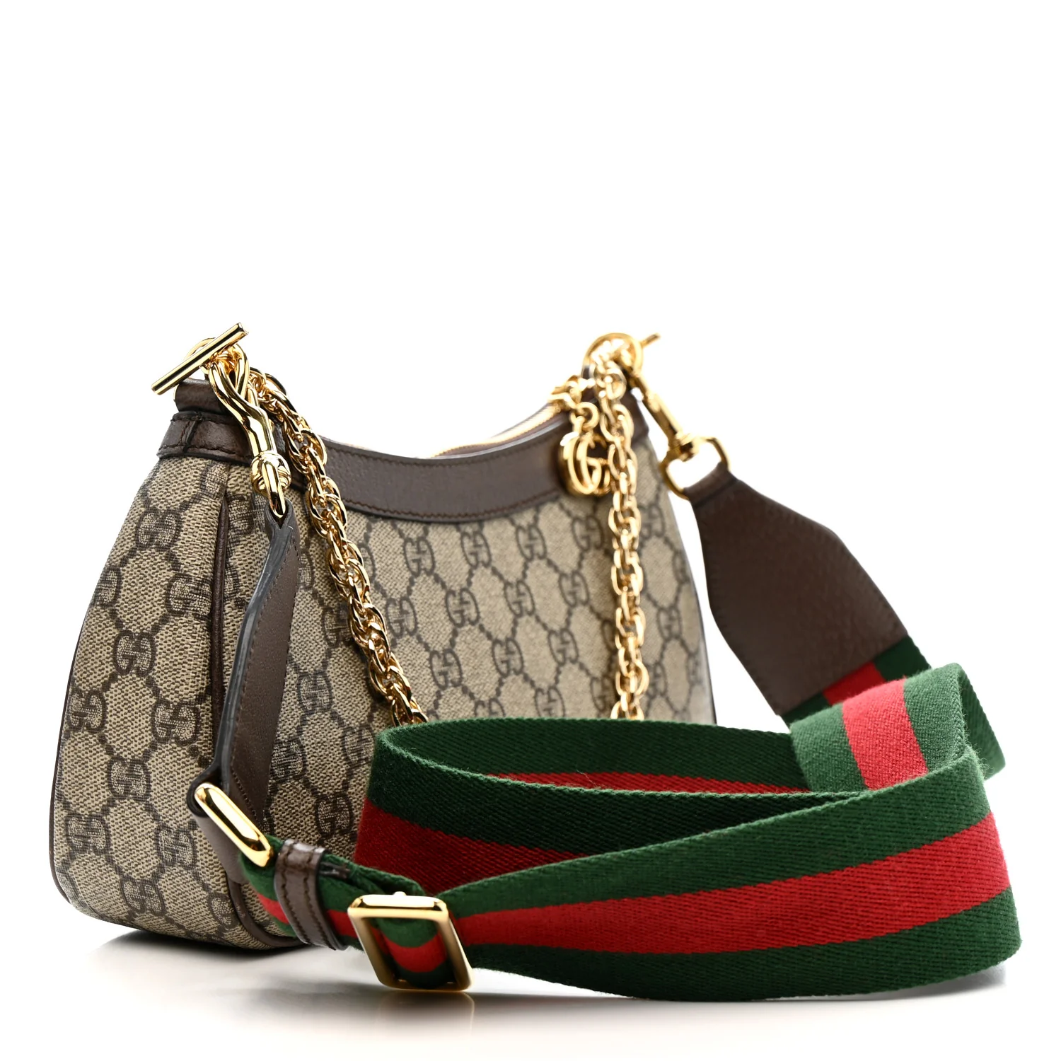 GG Supreme Monogram Textured Dollar Calfskin Web Small Ophidia GG Handbag Beige Ebony New Acero - Image 3