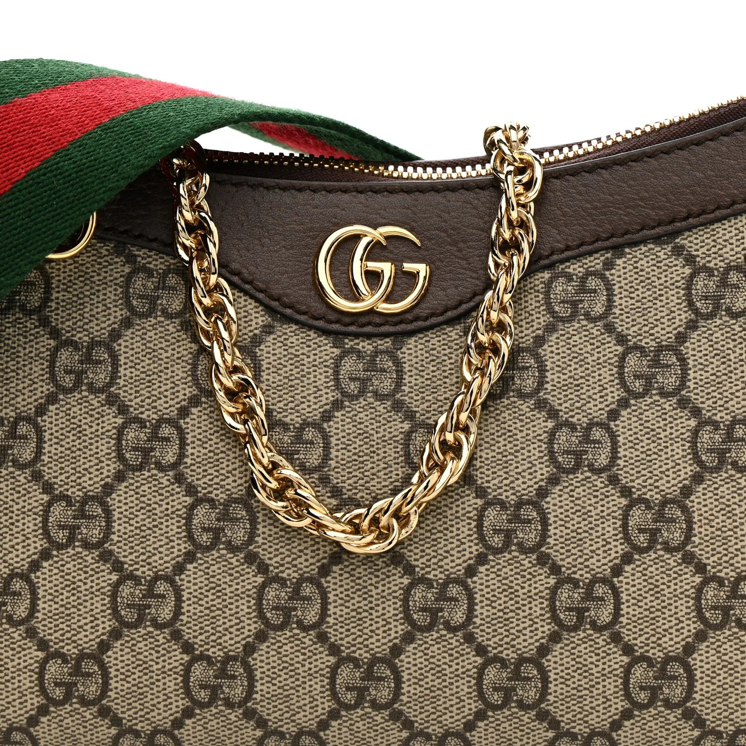 GG Supreme Monogram Textured Dollar Calfskin Web Small Ophidia GG Handbag Beige Ebony New Acero - Image 9