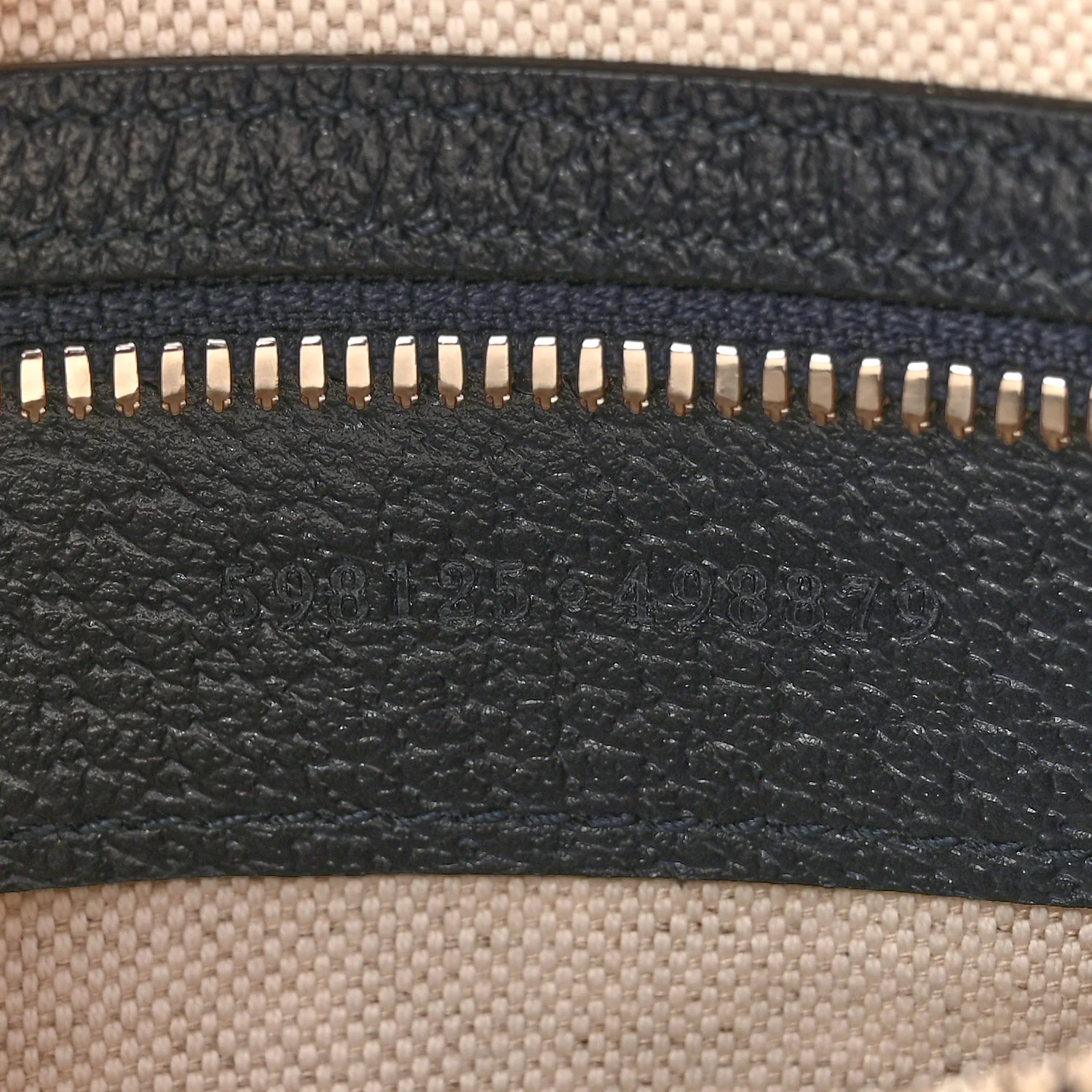 GG Supreme Monogram Textured Dollar Calfskin Web Small Ophidia Half Moon Hobo Beige Blue - Image 7