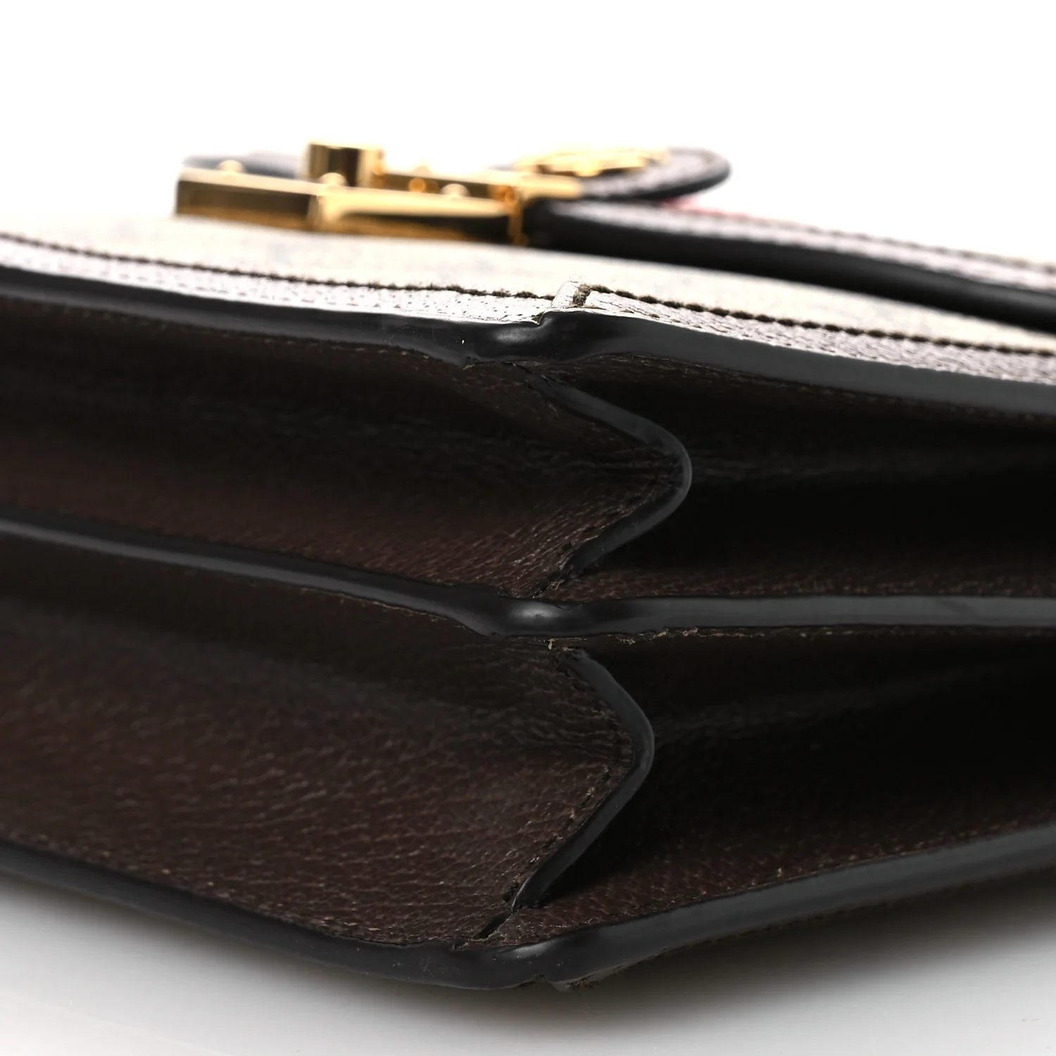 GG Supreme Monogram Textured Dollar Calfskin Web Small Ophidia Padlock Top Handle Bag Beige Ebony New Acero - Image 10