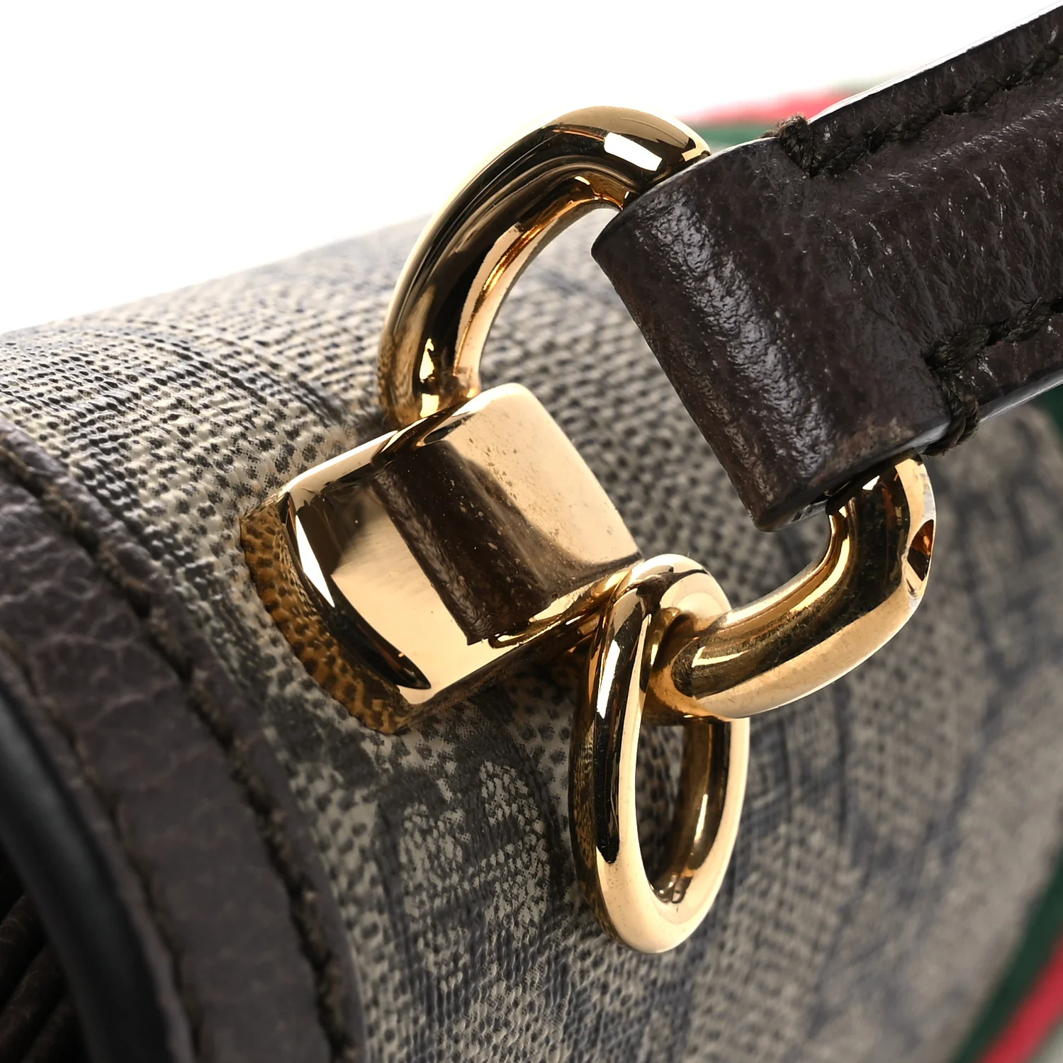 GG Supreme Monogram Textured Dollar Calfskin Web Small Ophidia Padlock Top Handle Bag Beige Ebony New Acero - Image 11