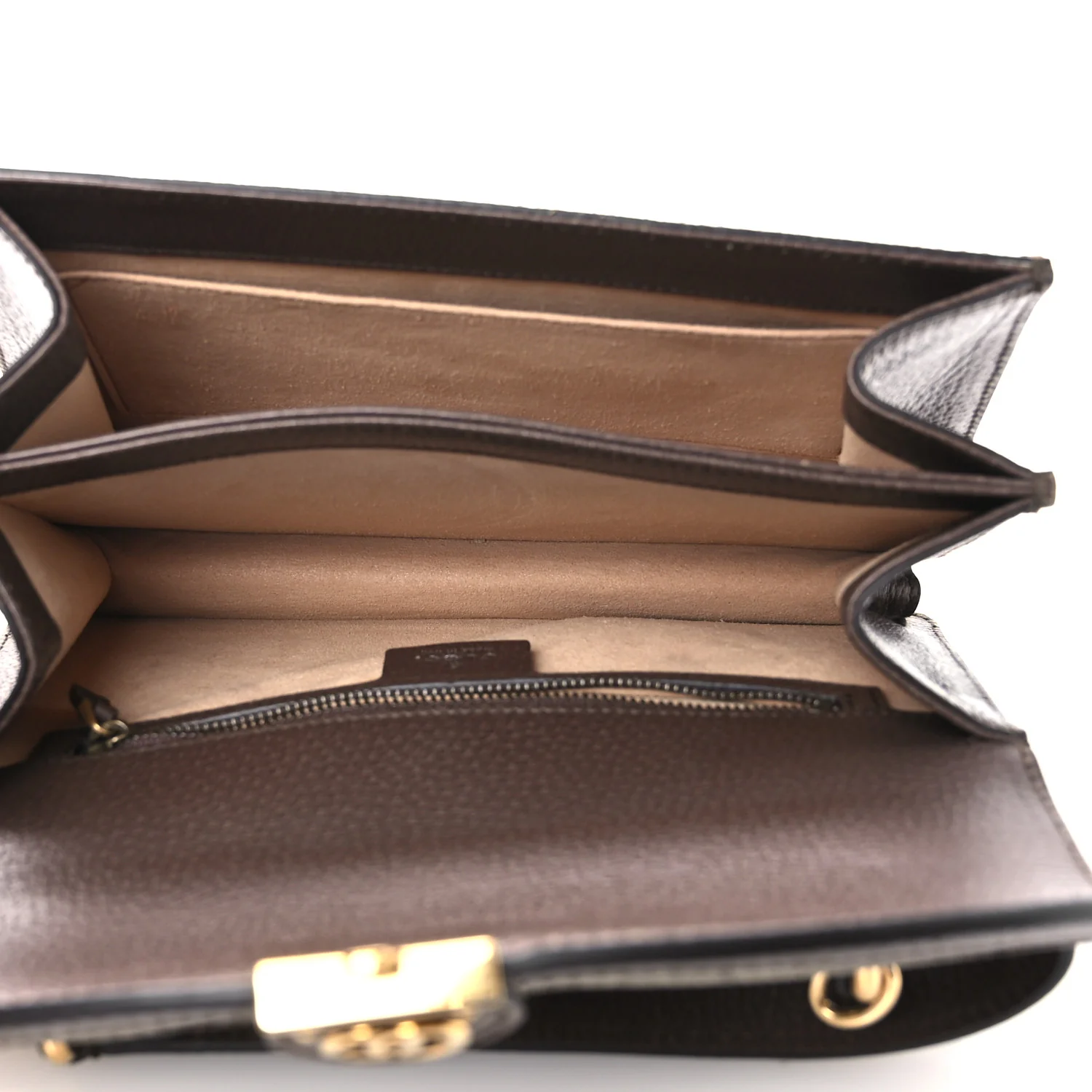 GG Supreme Monogram Textured Dollar Calfskin Web Small Ophidia Padlock Top Handle Bag Beige Ebony New Acero - Image 5