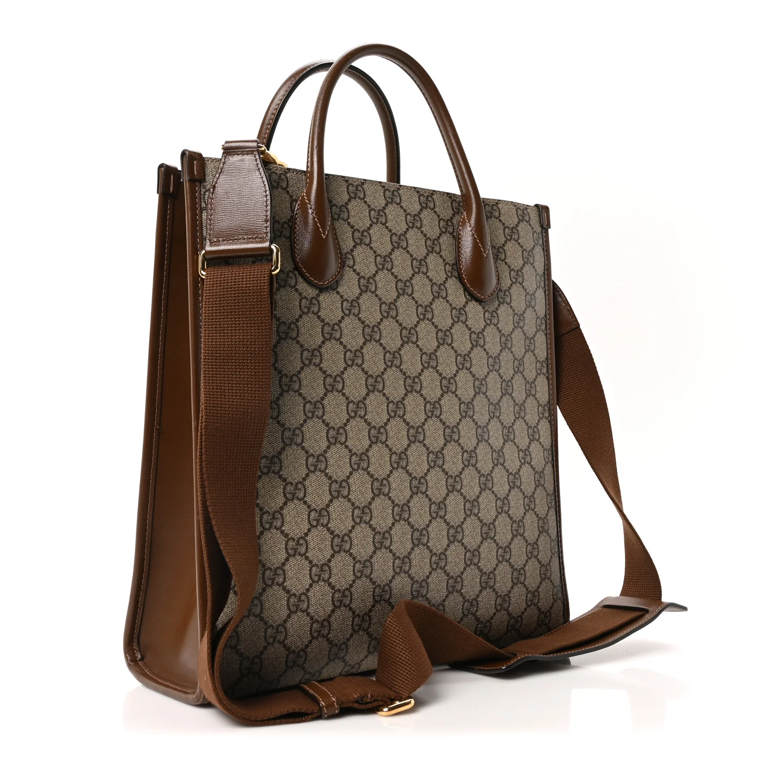 GG Supreme Monogram Textured Dollar Calfskin Web Small Retro Interlocking G Vertical Tote Bag Beige Ebony Brown Sugar - Image 2