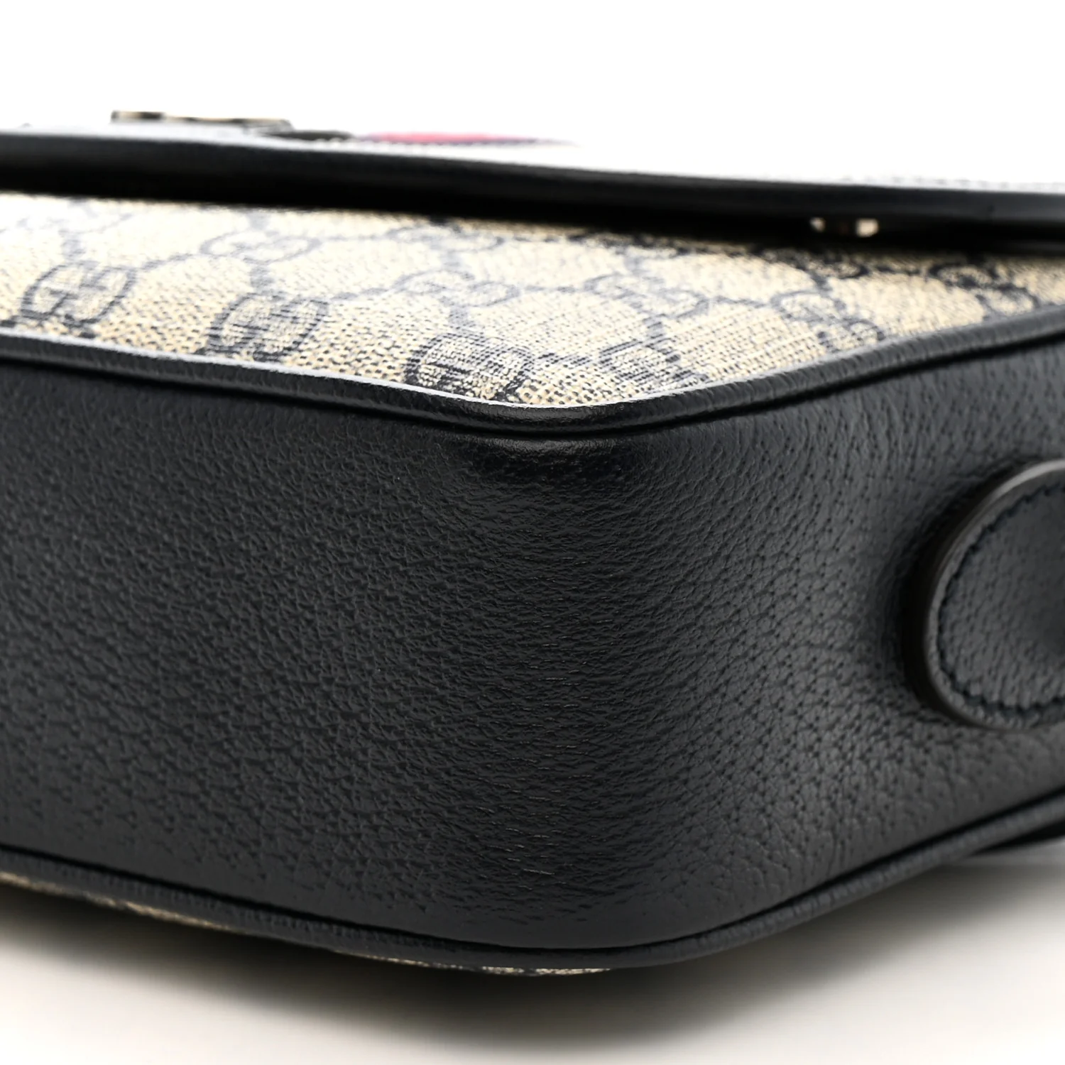GG Supreme Monogram Textured Dollar Calfskin Web Studded Mini Ophidia Flap Shoulder Bag Beige Blue - Image 10
