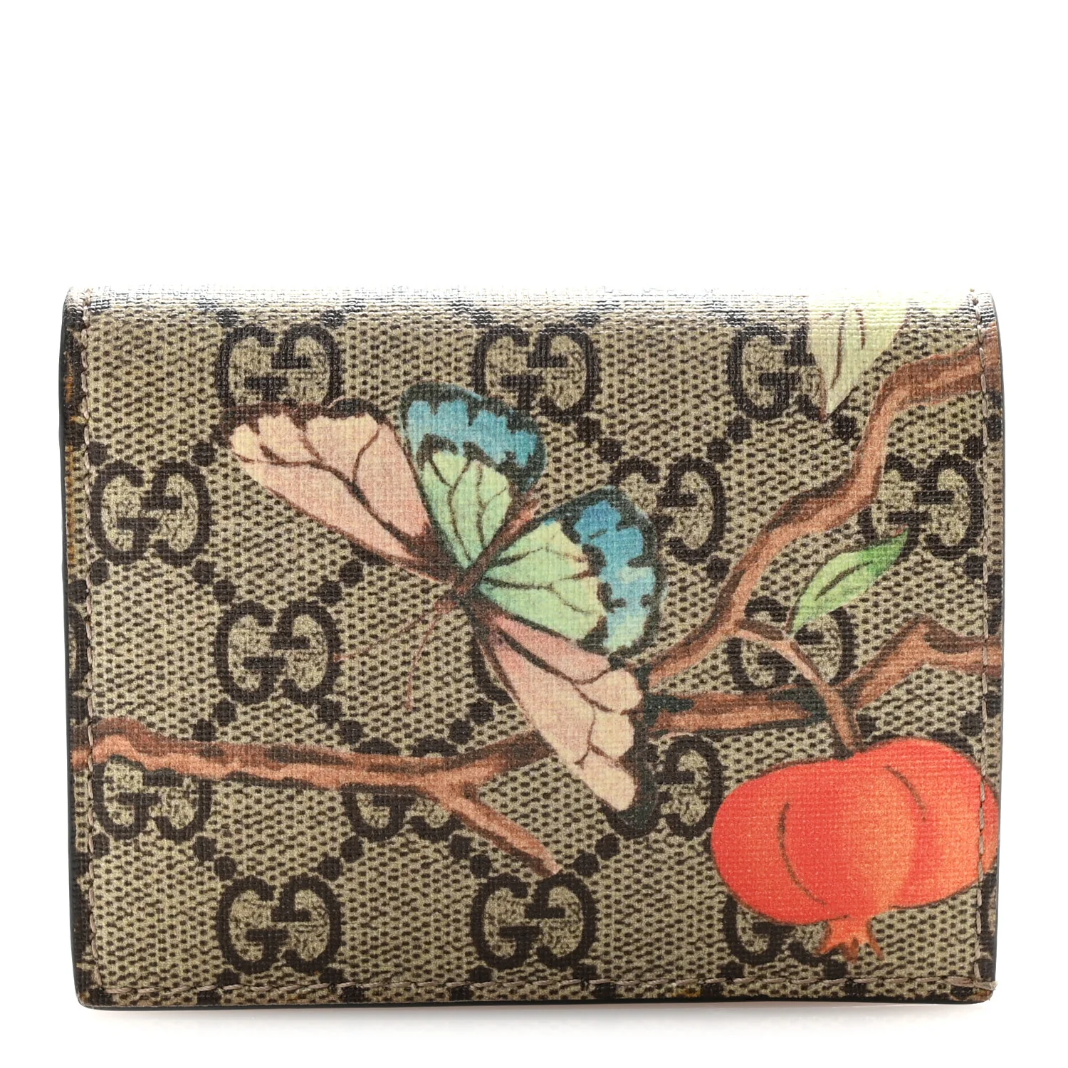 GG Supreme Monogram Tian Card Case Beige Multicolor Red