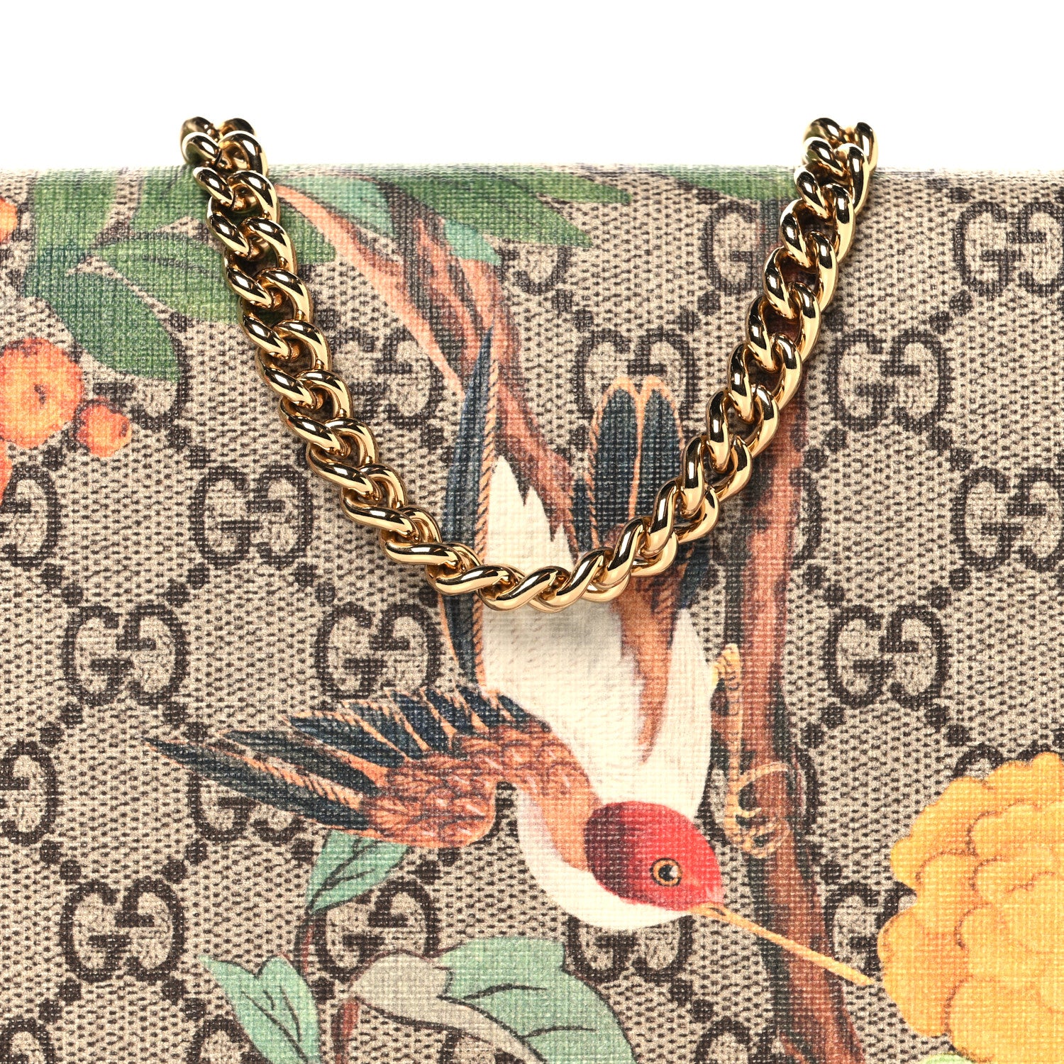GG Supreme Monogram Tian Chain Wallet Beige Multicolor Red - Image 8