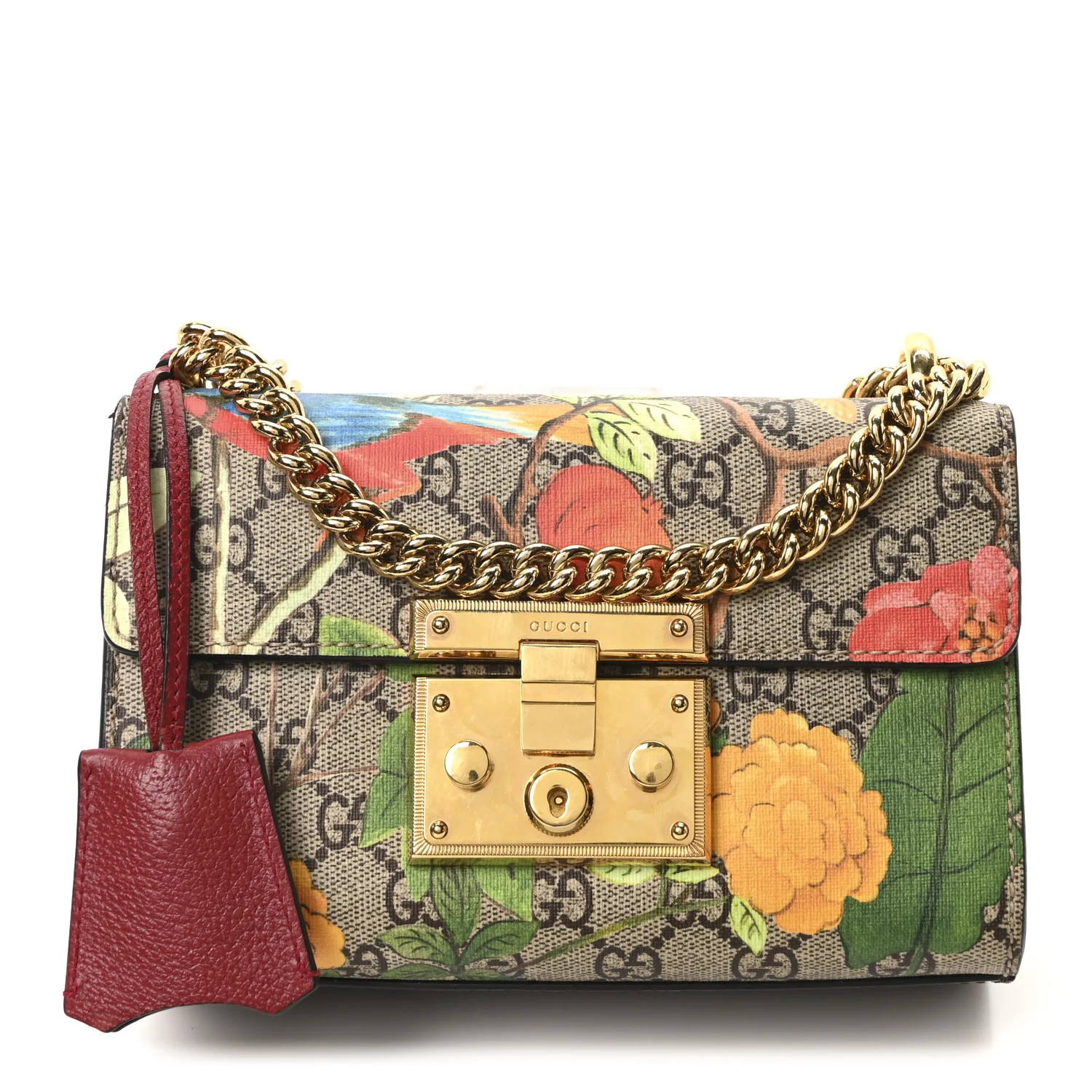 GG Supreme Monogram Tian Small Padlock Shoulder Bag Beige Multicolor New Acero