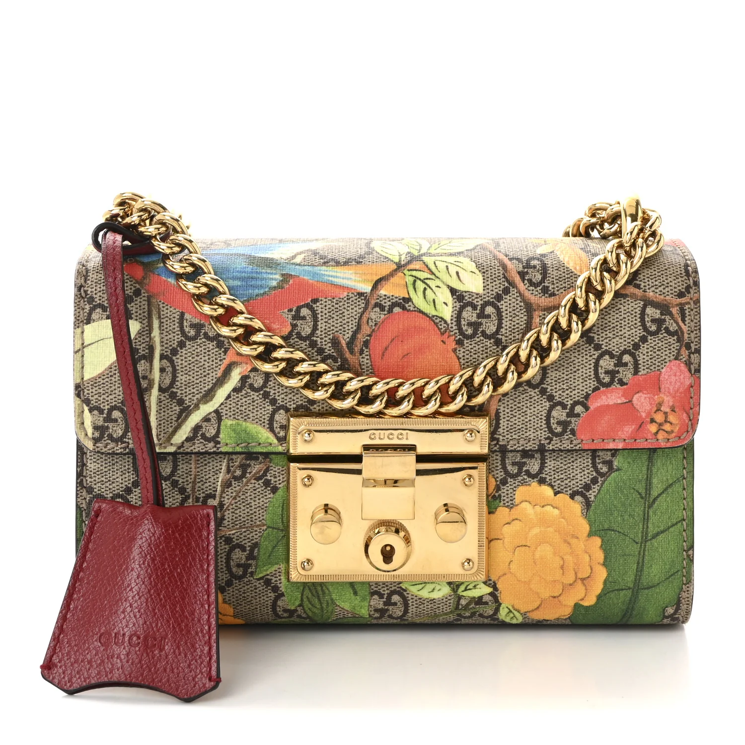 GG Supreme Monogram Tian Small Padlock Shoulder Bag Beige Multicolor New Acero