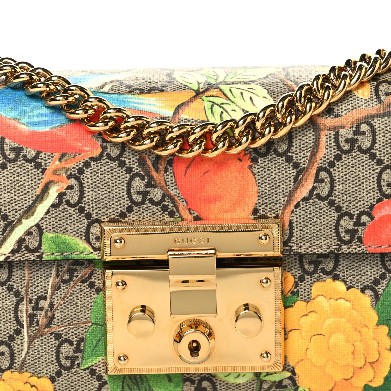 GG Supreme Monogram Tian Small Padlock Shoulder Bag Beige Multicolor New Acero - Image 8