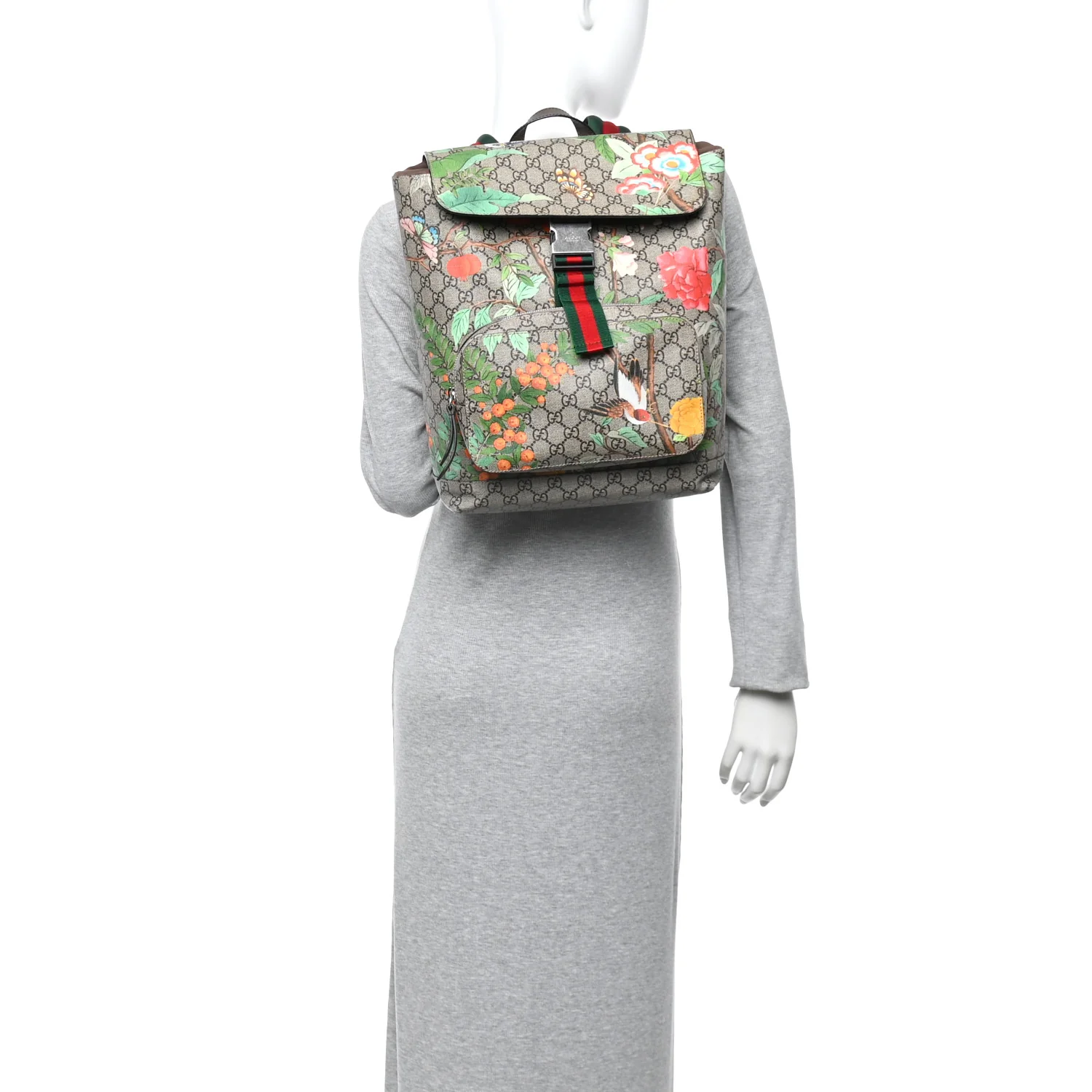 GG Supreme Monogram Tian Web Single Buckle Backpack Beige Multicolor New Acero - Image 2