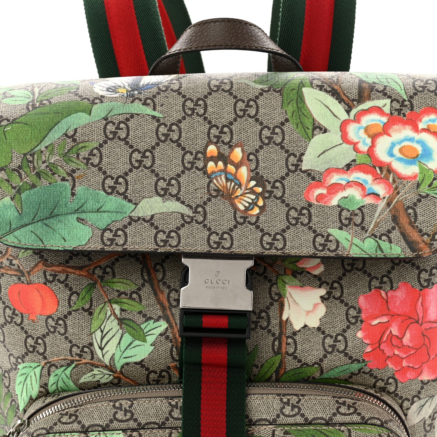 GG Supreme Monogram Tian Web Single Buckle Backpack Beige Multicolor New Acero - Image 8
